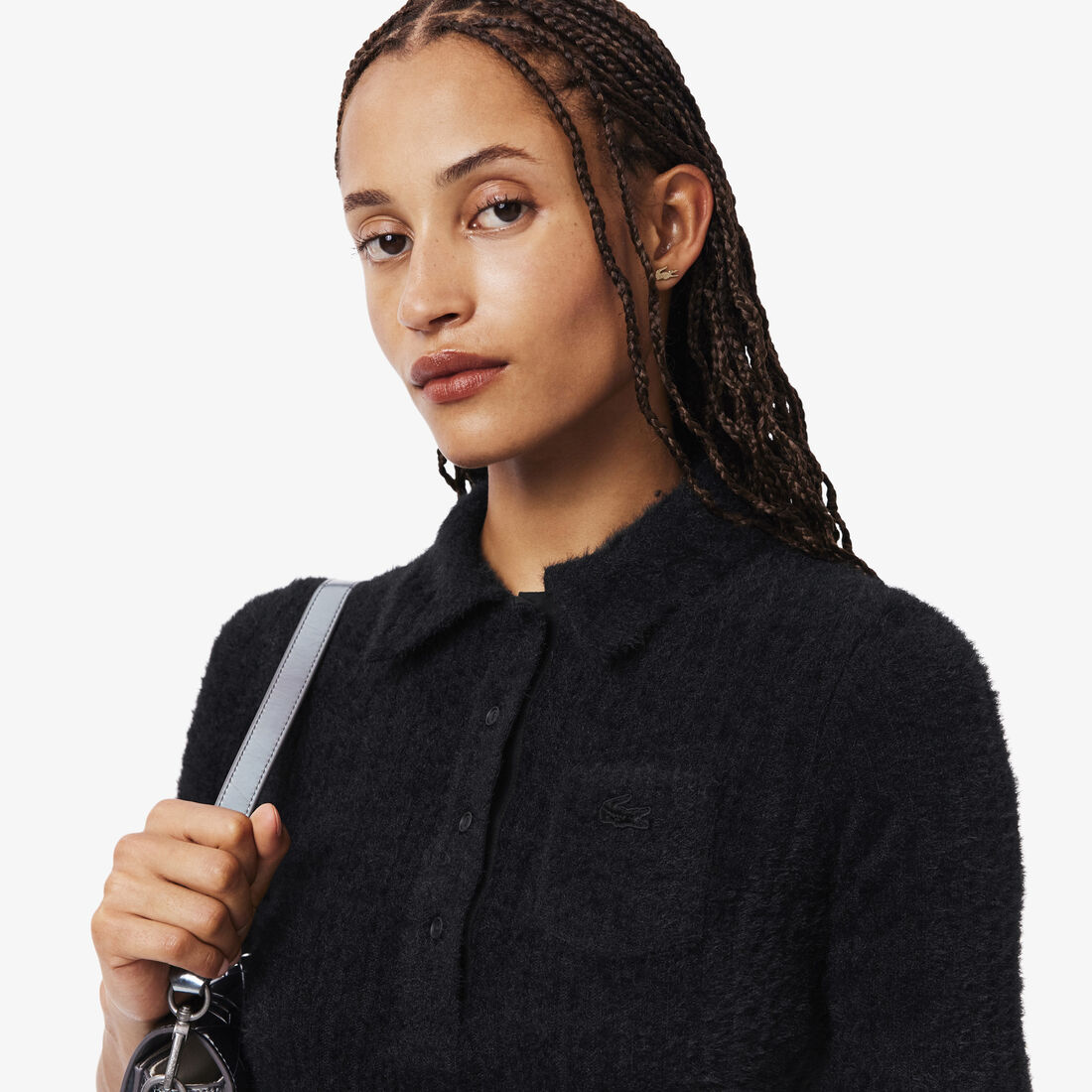 Slim Fit Fuzzy Rib Knit Polo Shirt Slim Fit Fuzzy Rib Knit Polo Shirt