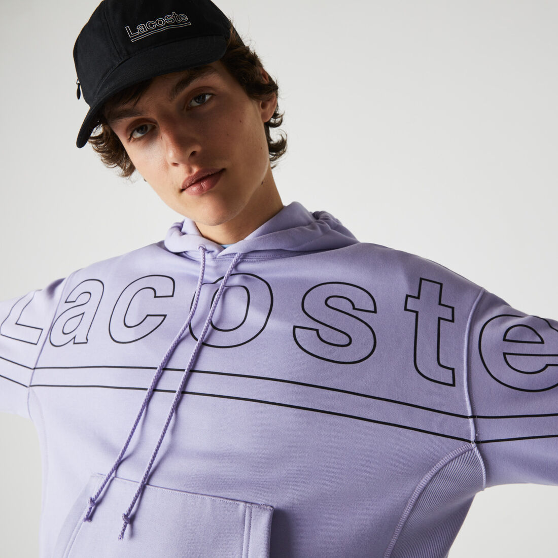 Men’s Lacoste L!VE Loose Fit Hooded Print Fleece Sweatshirt Men’s Lacoste L!VE Loose Fit Hooded Print Fleece Sweatshirt