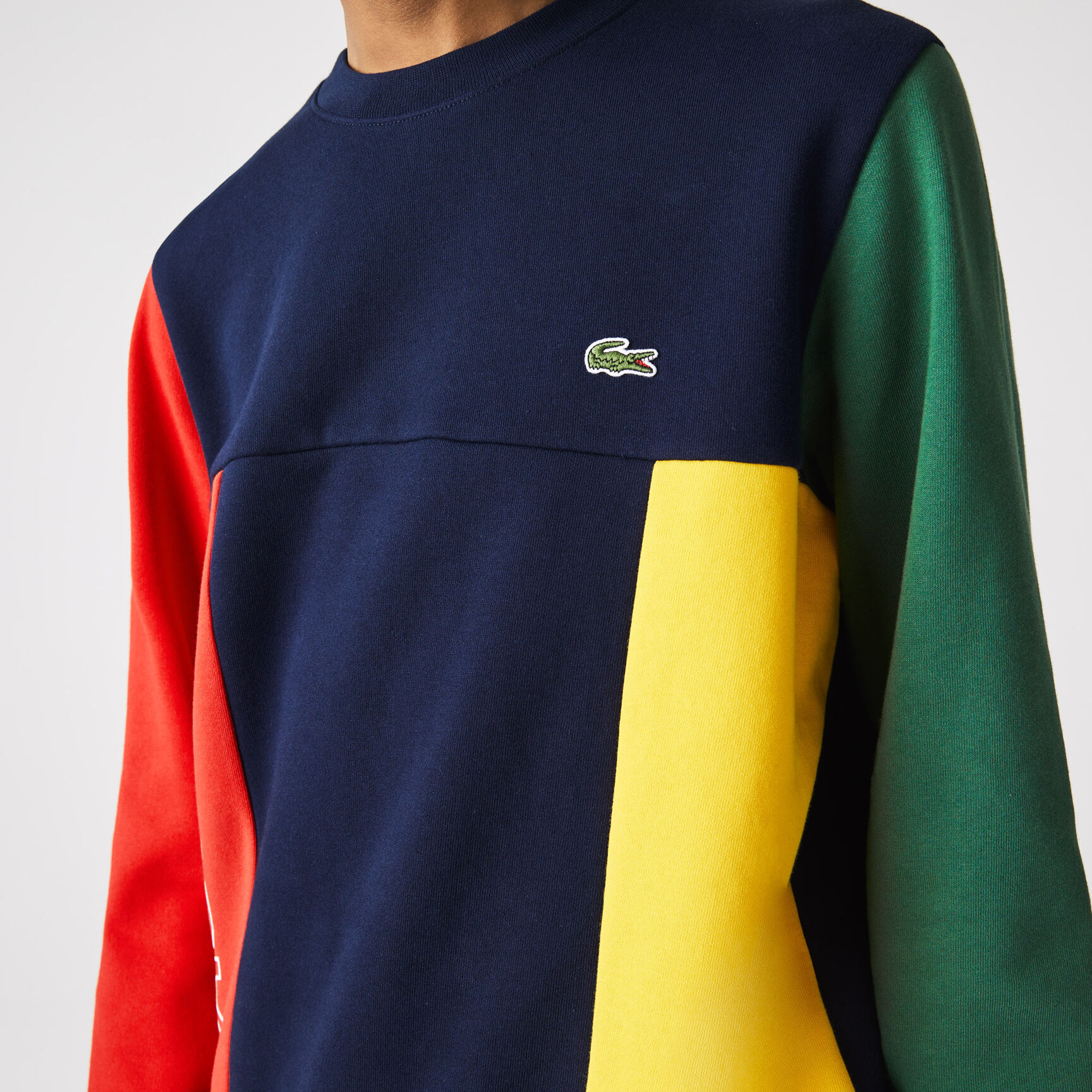 Men's Crew Neck Colour-block Cotton Fleece Sweatshirt