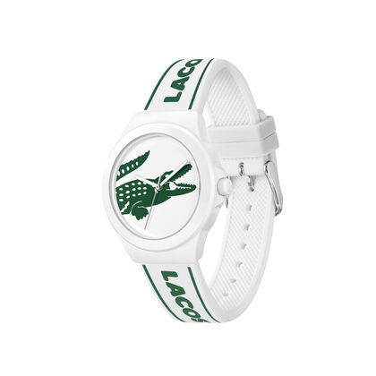 ساعة للجنسين بحزام سيليكون أبيض