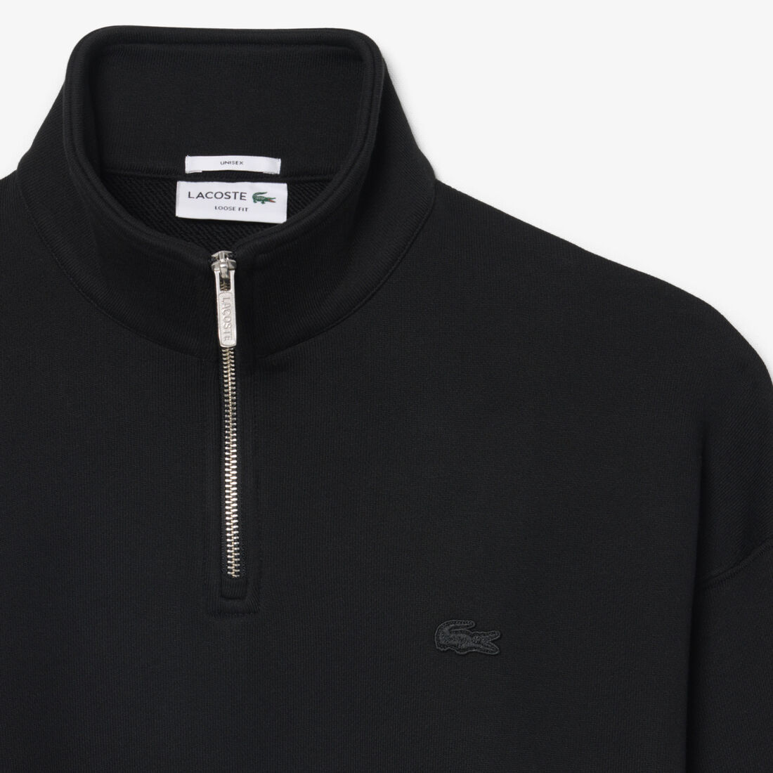 lacoste heavy fleece zipper neck sweatshirt