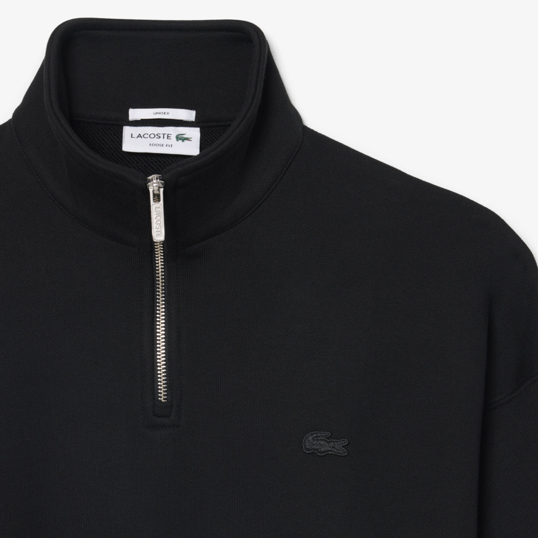 lacoste heavy fleece zipper neck sweatshirt