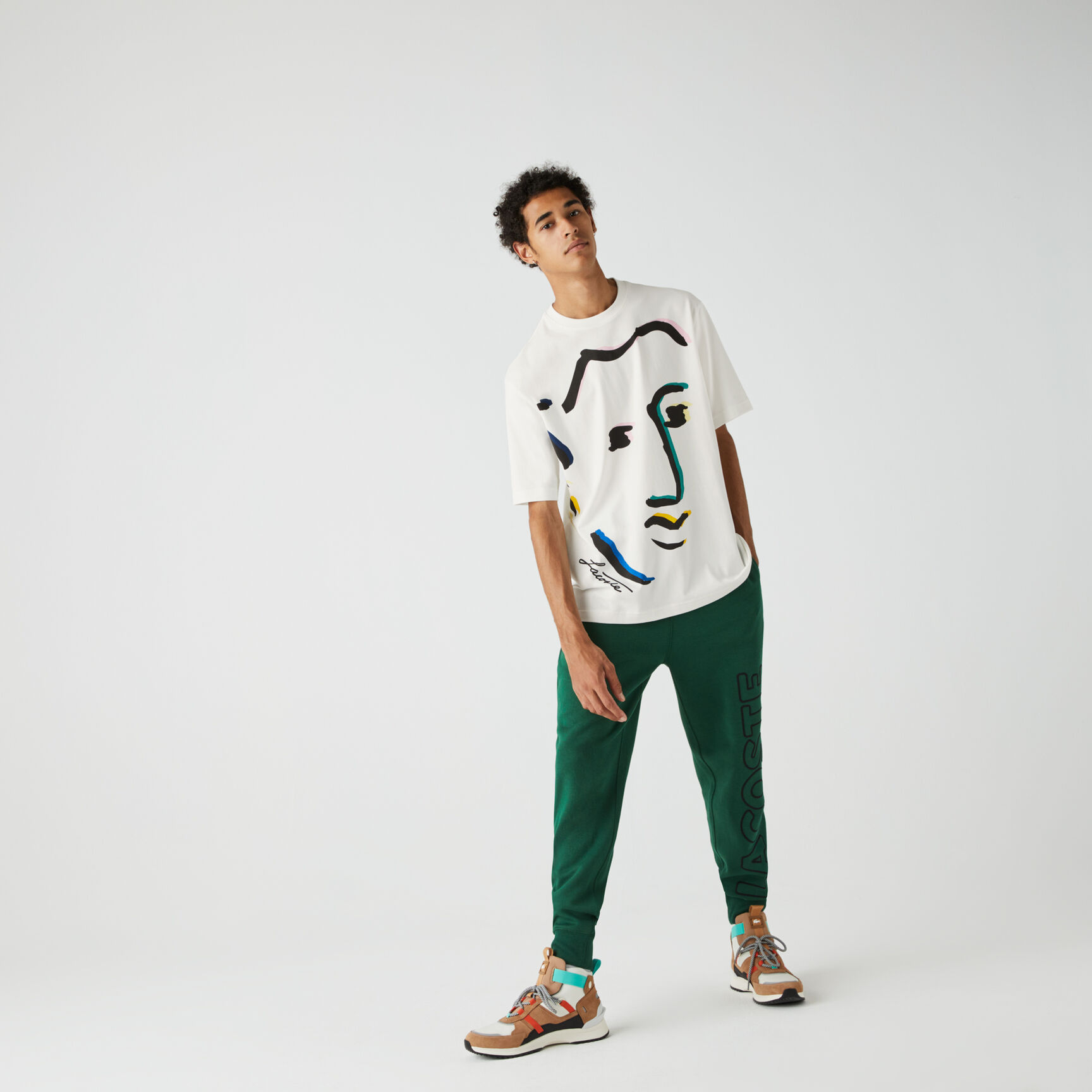 Unisex Lacoste LIVE Face Print Cotton T-shirt