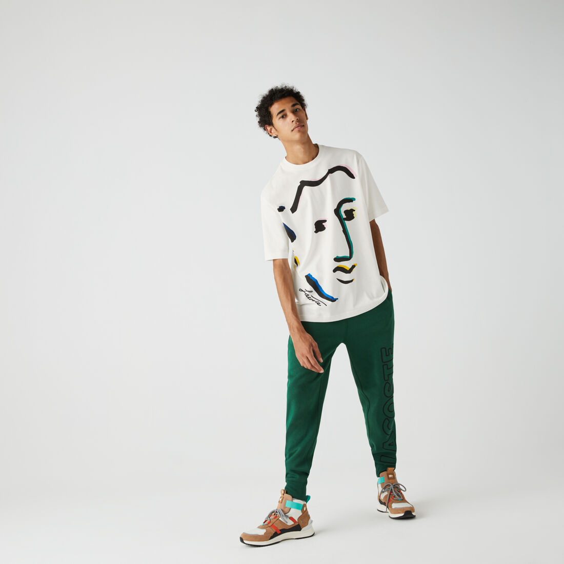 Unisex Lacoste LIVE Face Print Cotton T-shirt Unisex Lacoste LIVE Face Print Cotton T-shirt