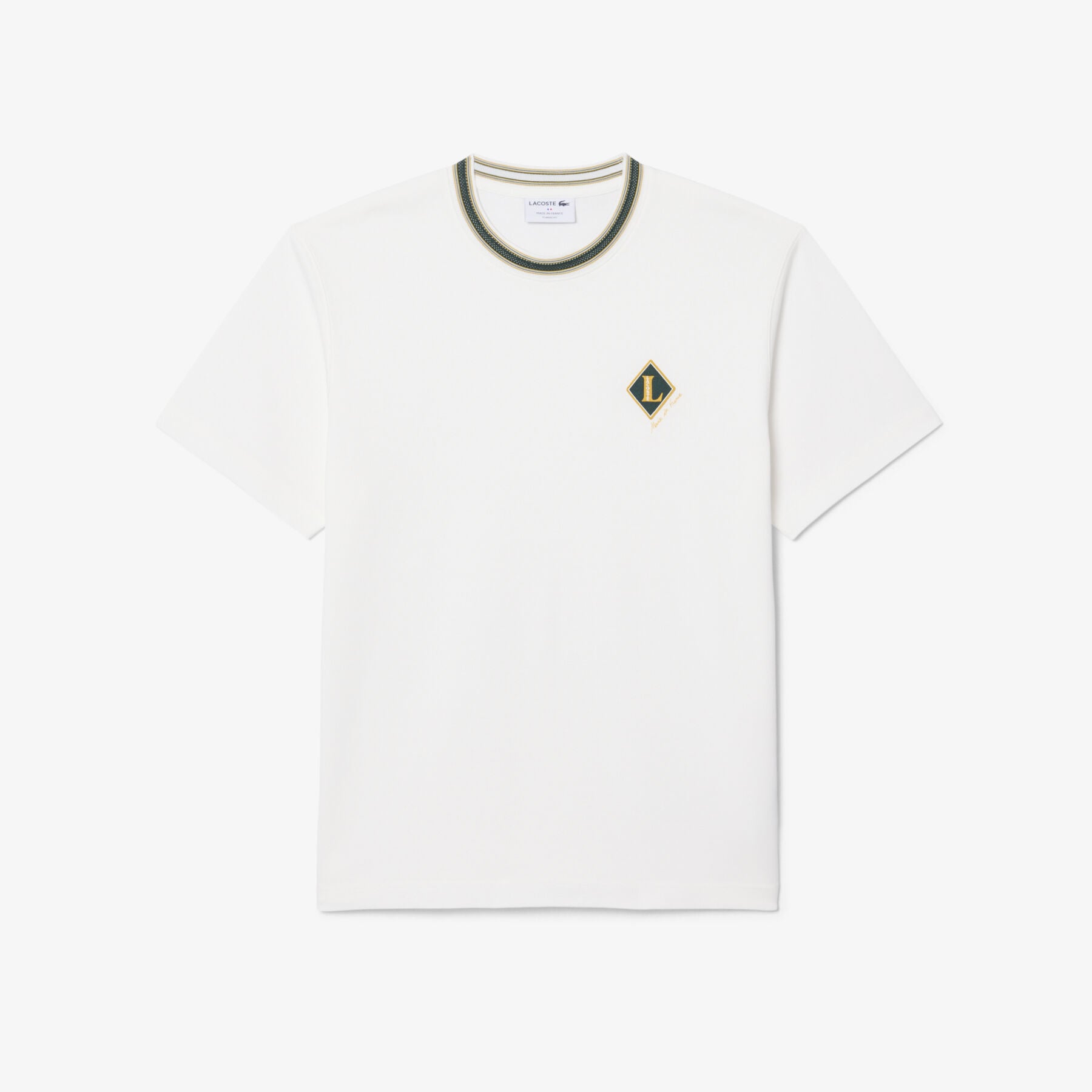 French Made Badge Accent Striped T-shirt lacoste french made badge accent striped t shirt