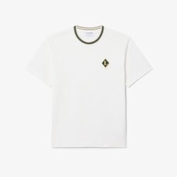 lacoste french made badge accent striped t shirt