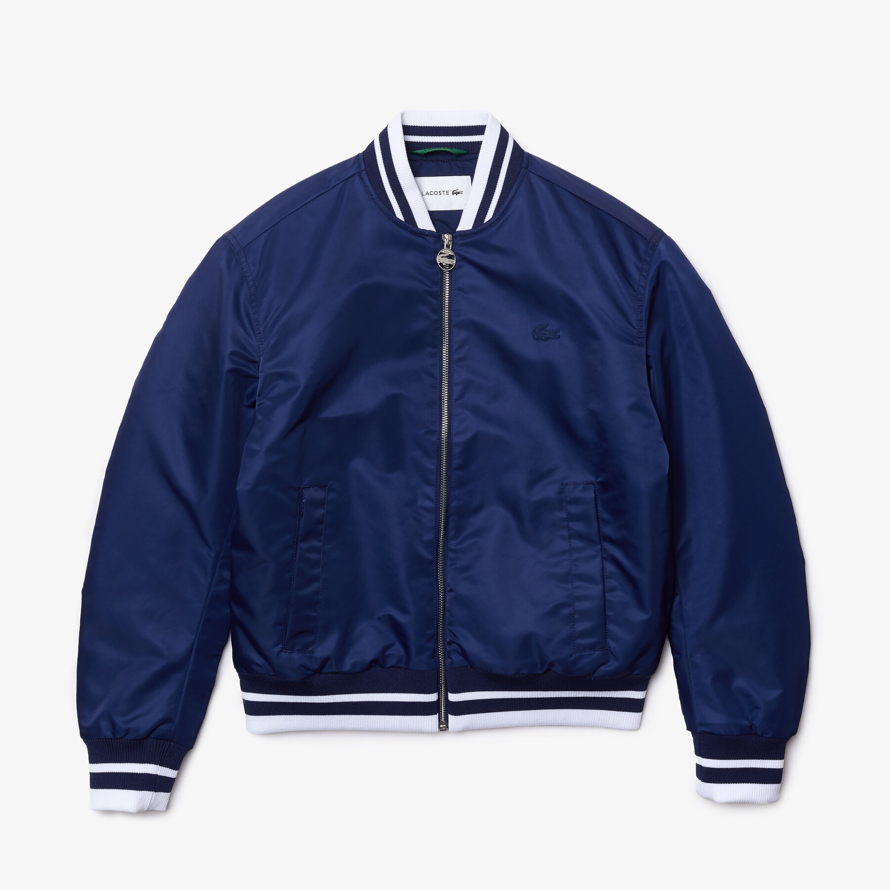 lacoste women s water resistant quilted zip bomber jacket