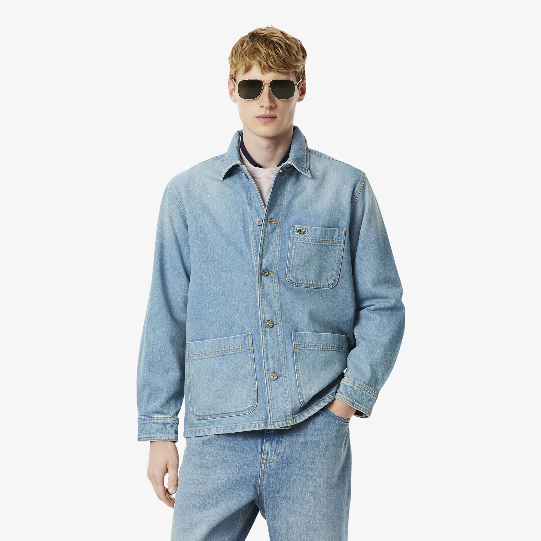 Heavy Cotton Denim Overshirt Jacket lacoste heavy cotton denim overshirt jacket