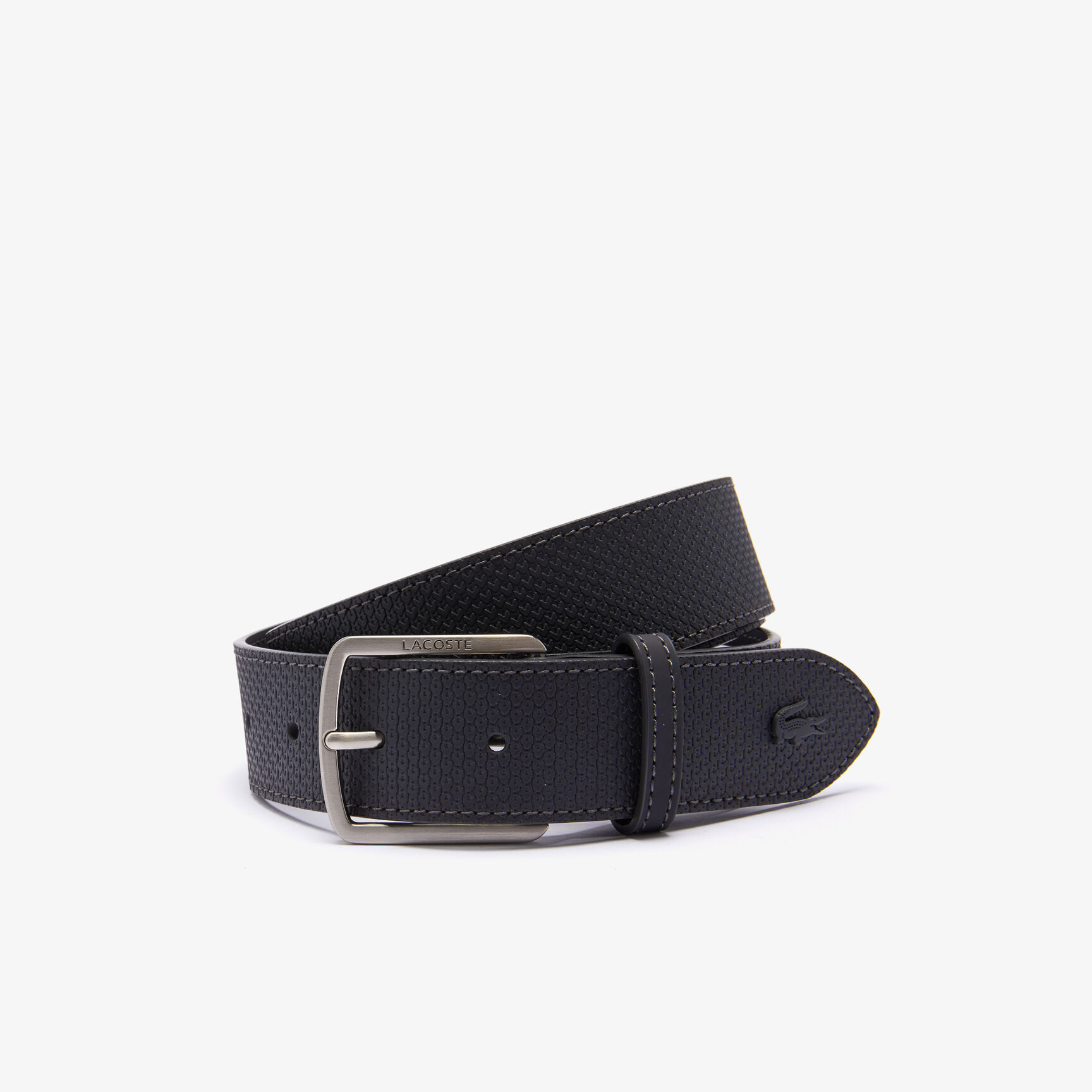 Men's Lacoste Engraved Buckle Reversible Piqu&eacute; Leather Belt