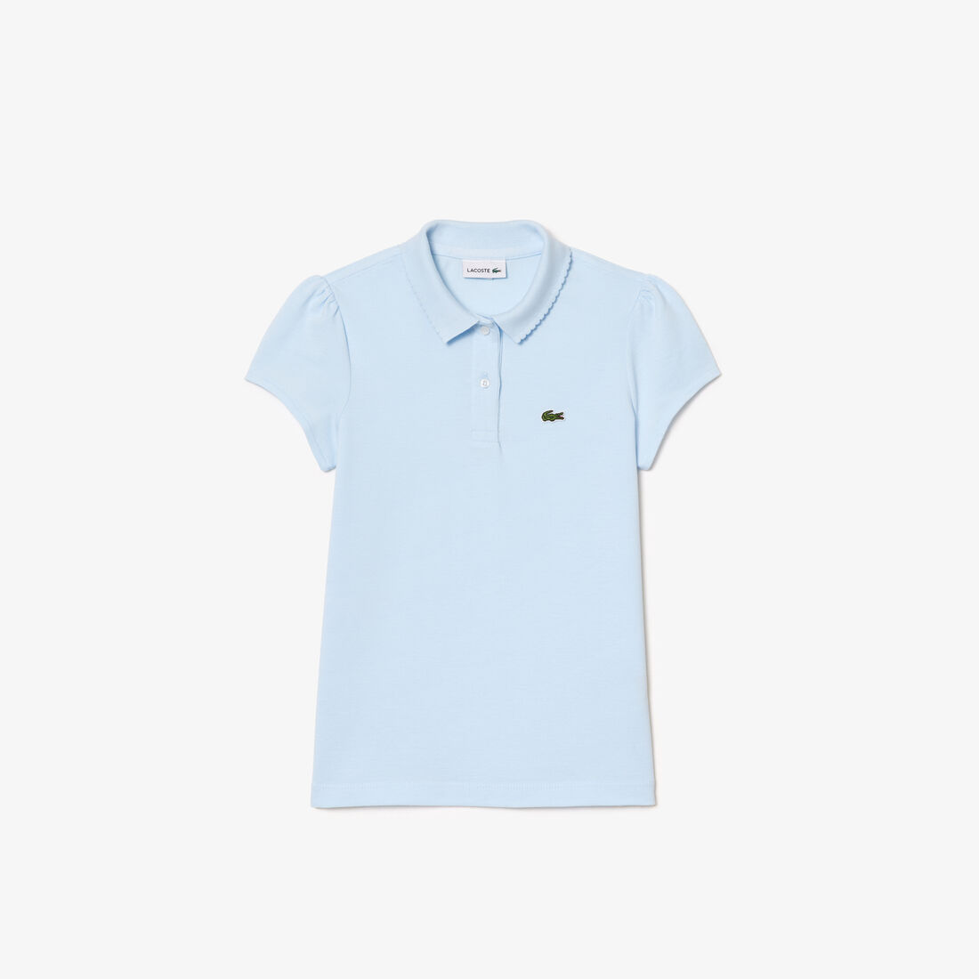 Scalloped Collar Mini Pique Polo Shirt