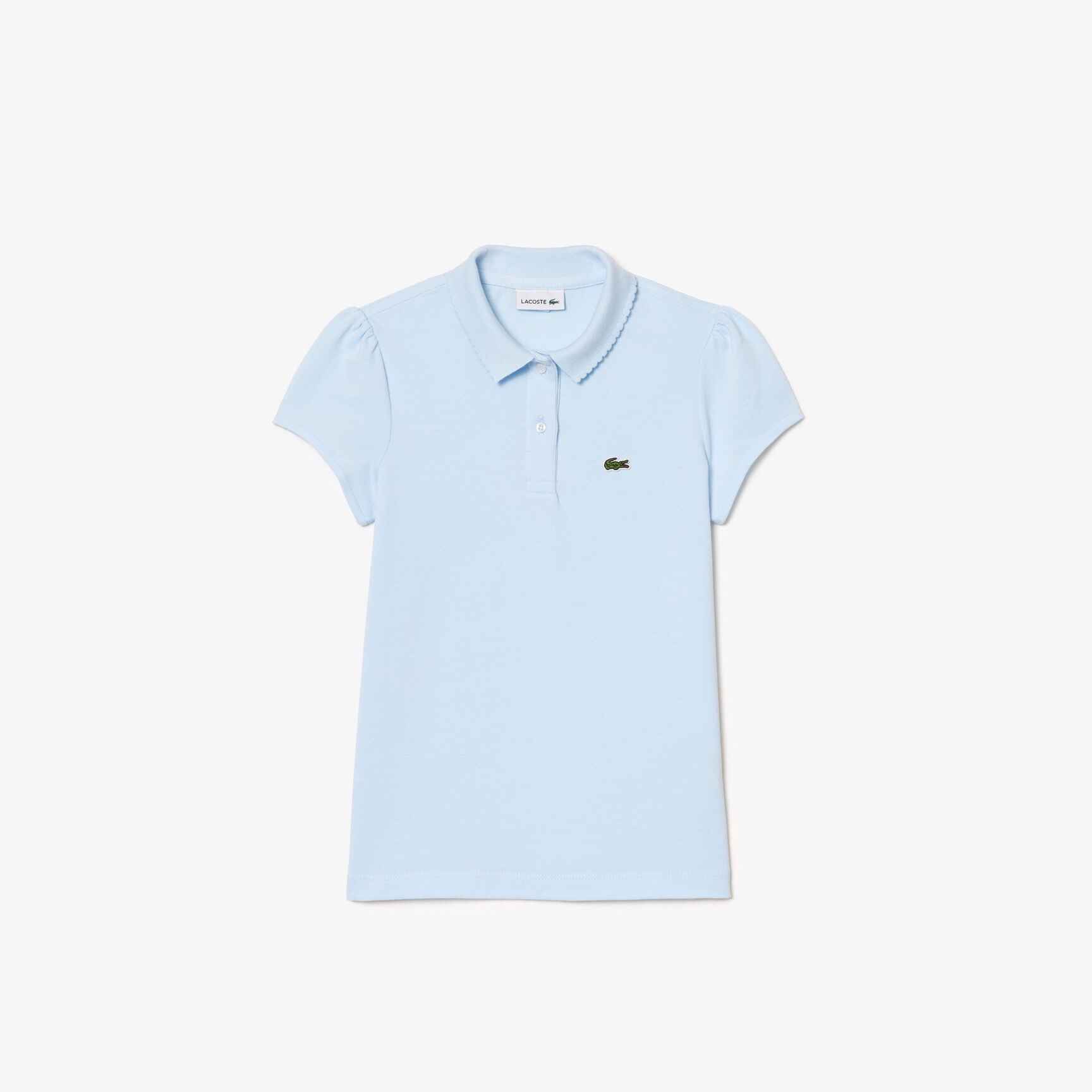 Scalloped Collar Mini Pique Polo Shirt