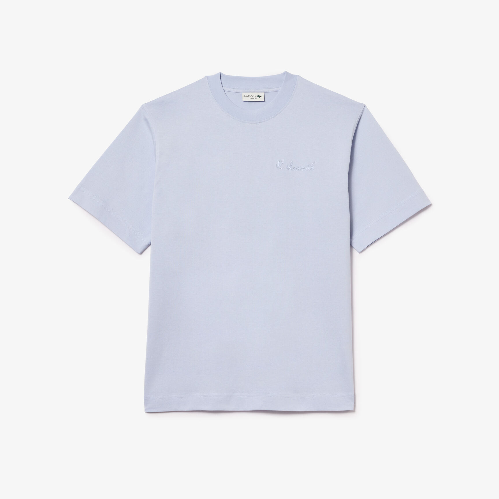 تي شيرت فضفاض بتطريز لاكوست من القطن الثقيل تي شيرت فضفاض بتطريز لاكوست من القطن الثقيل