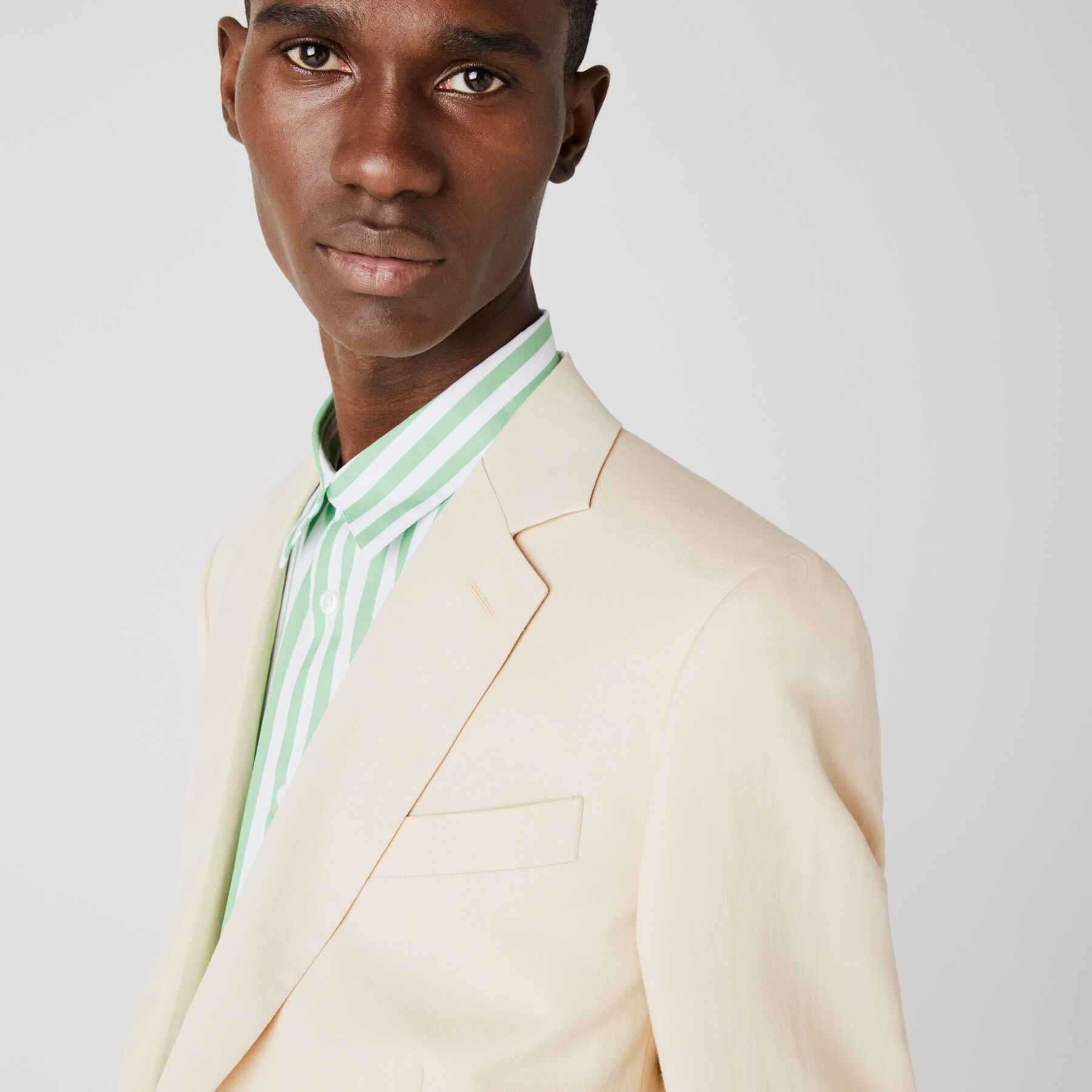 lacoste men s straight fit cotton and linen blend blazer
