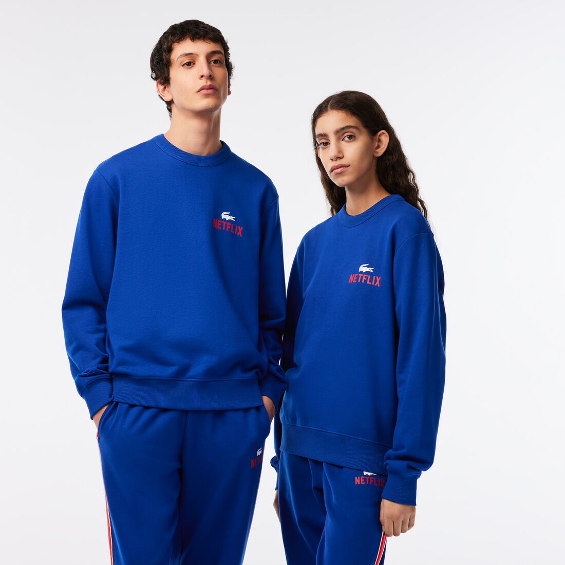 Unisex Lacoste x Netflix Round Neck Print Back Sweatshirt