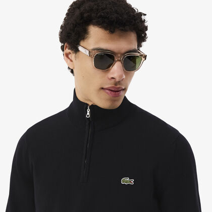 Zipped High Neck Cotton Sweater