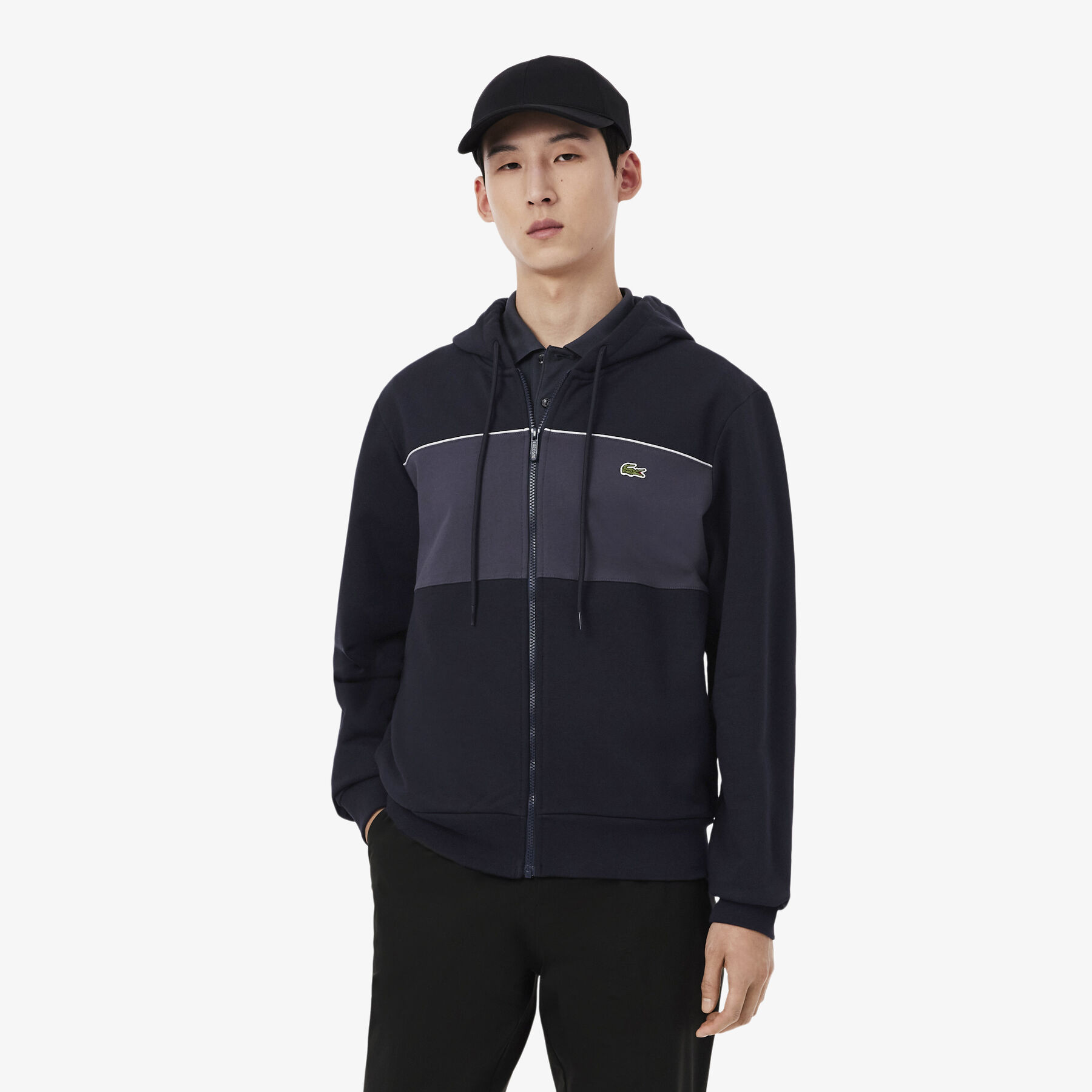 Colour-Block Zipped Hoodie