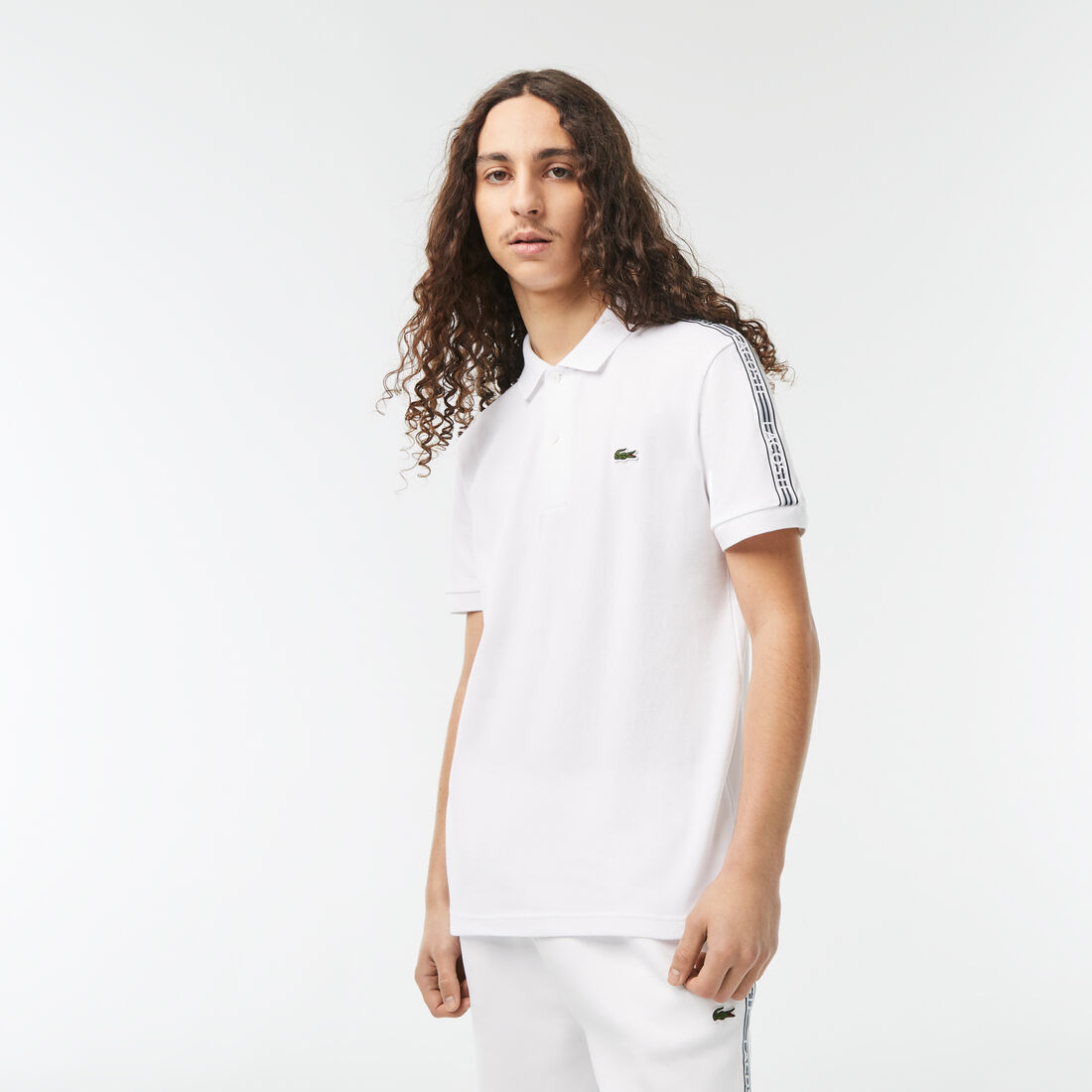 Regular Fit Logo Stripe Stretch Cotton Polo Shirt