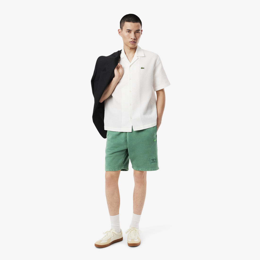 Washed Effect Cotton Fleece Shorts