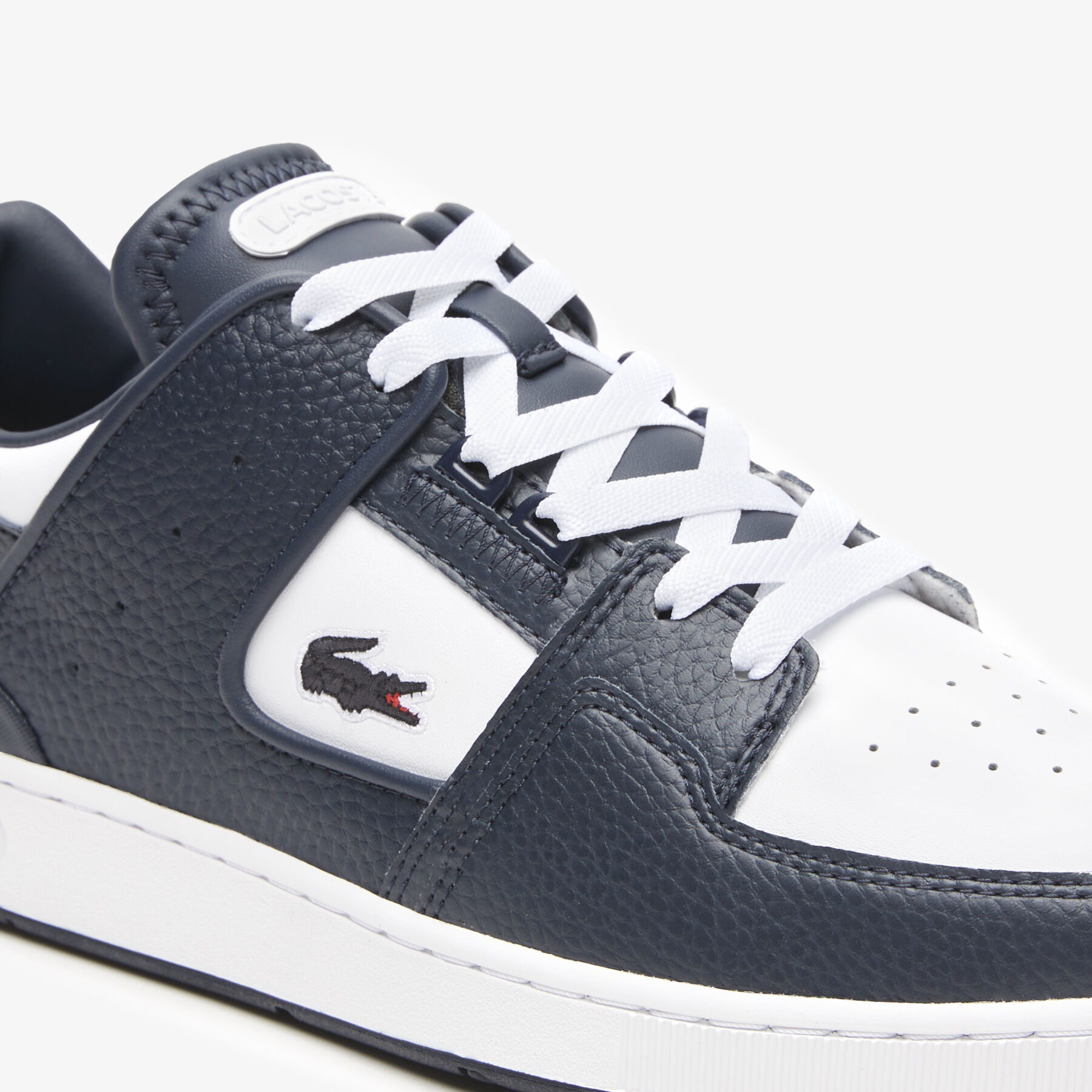 men s lacoste court cage leather heel pop trainers