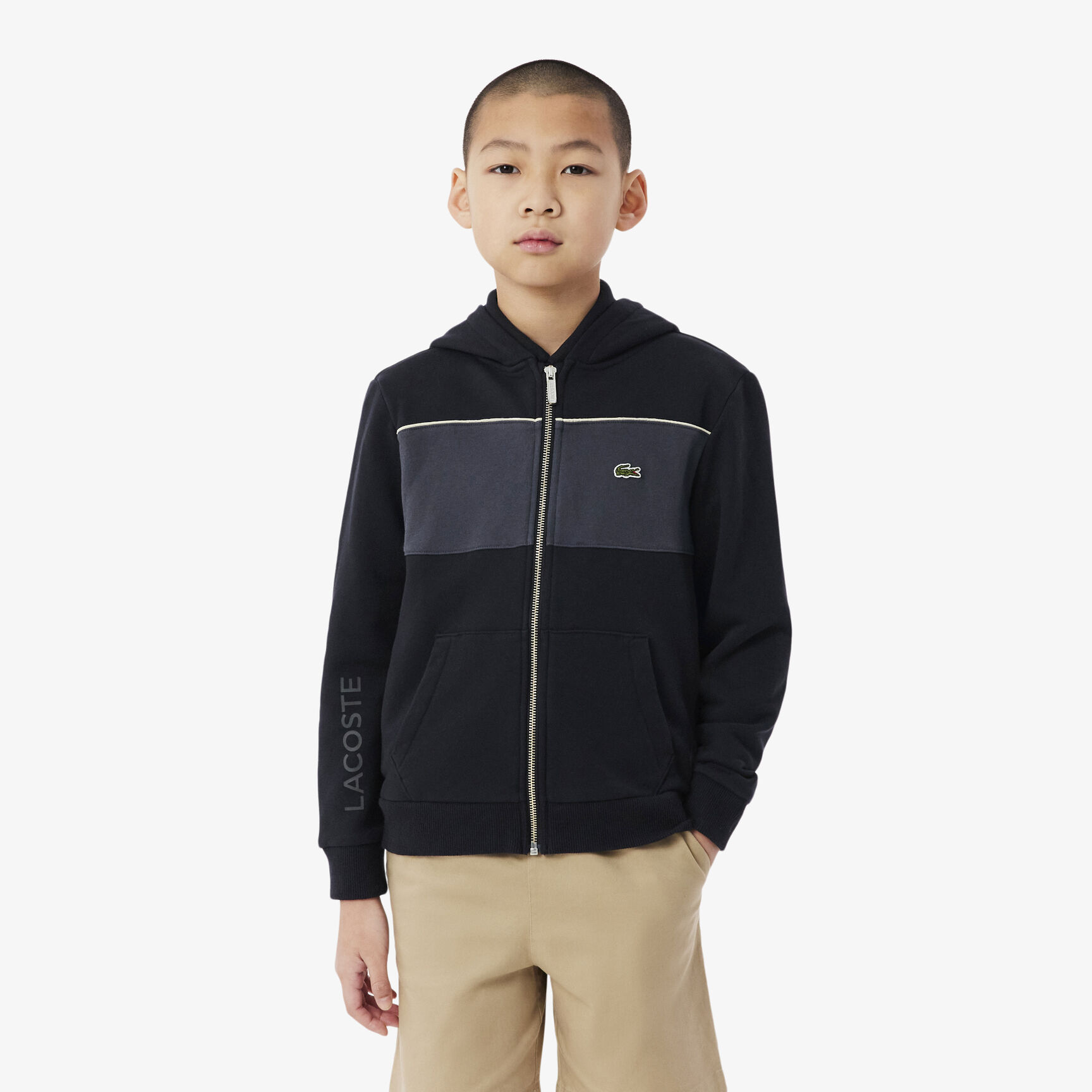 Colour-Block Zipped Hoodie