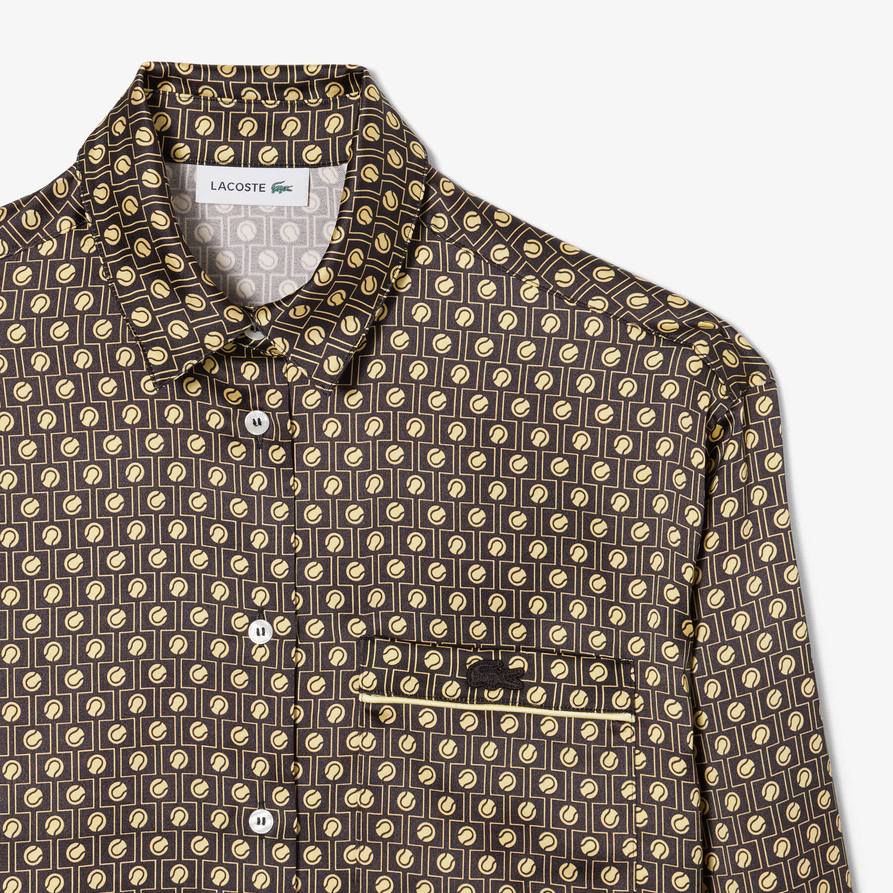 lacoste oversized printed satin shirt