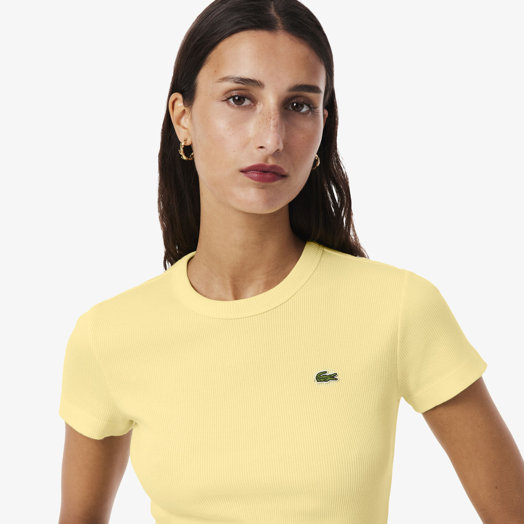 تي شيرت قطني مضلع بقصة ضيقة