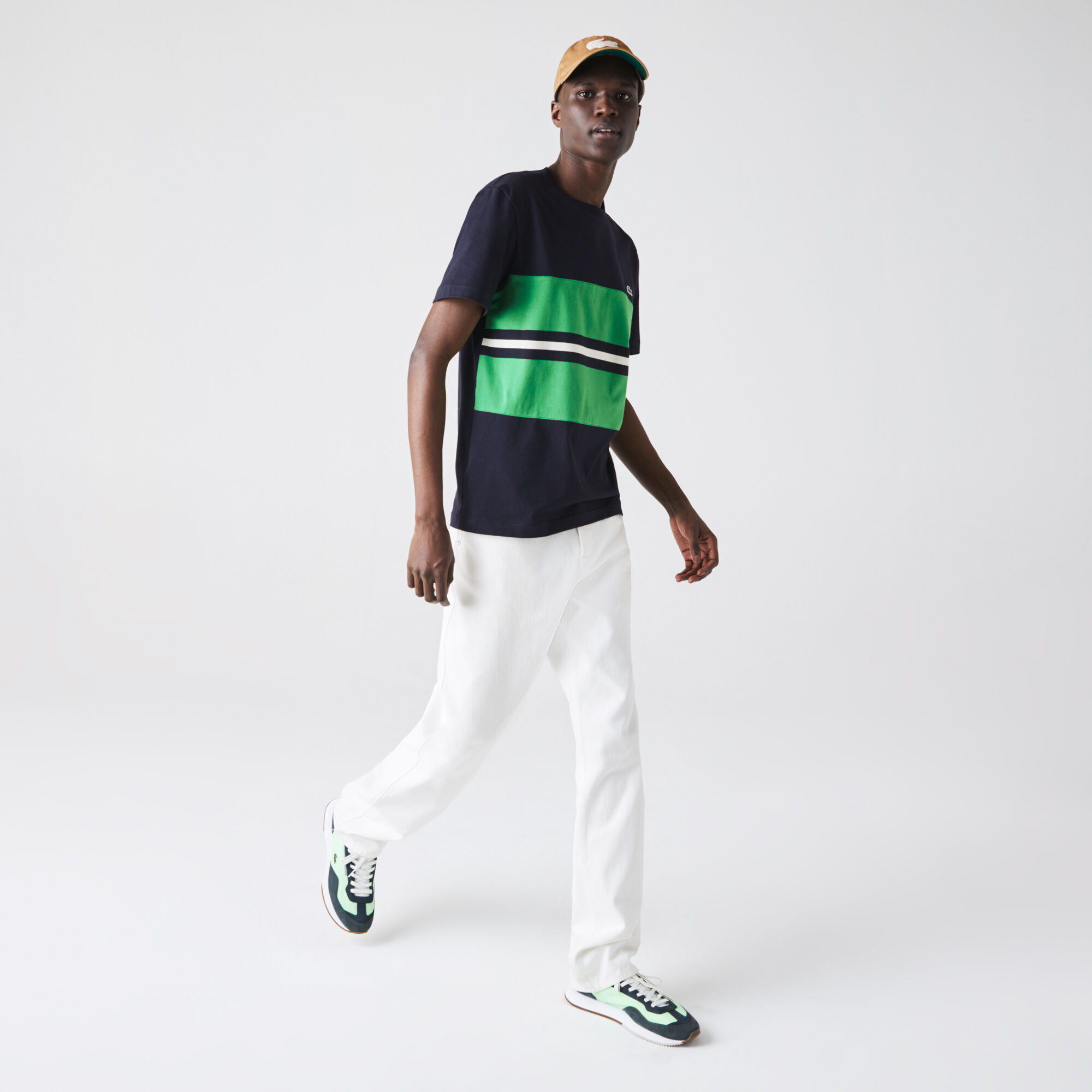 Men’s Crew Neck Colorblock Striped Cotton T-shirt Men’s Crew Neck Colorblock Striped Cotton T-shirt