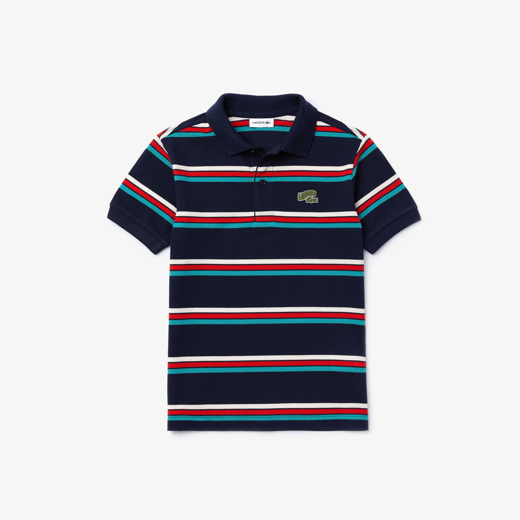 Boys' Lacoste Badge Striped Cotton Piqué Polo Shirt boys lacoste badge striped cotton piqu polo shirt