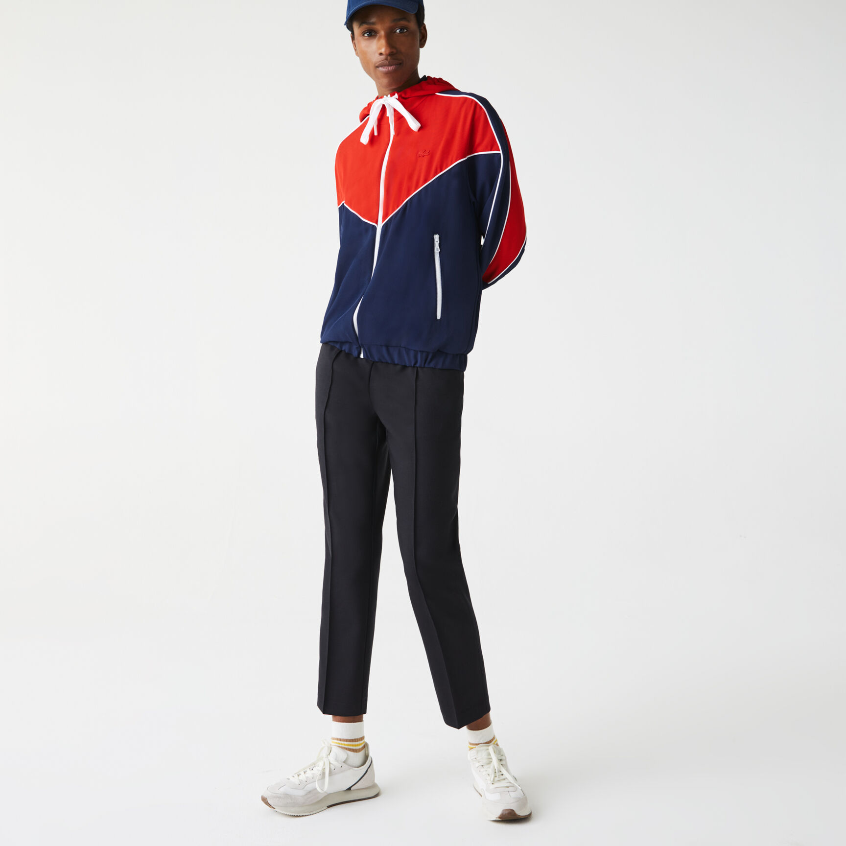 سويت شيرت بسحاب وغطاء رأس وكتل لونية للنساء سويت شيرت بسحاب وغطاء رأس وكتل لونية للنساء