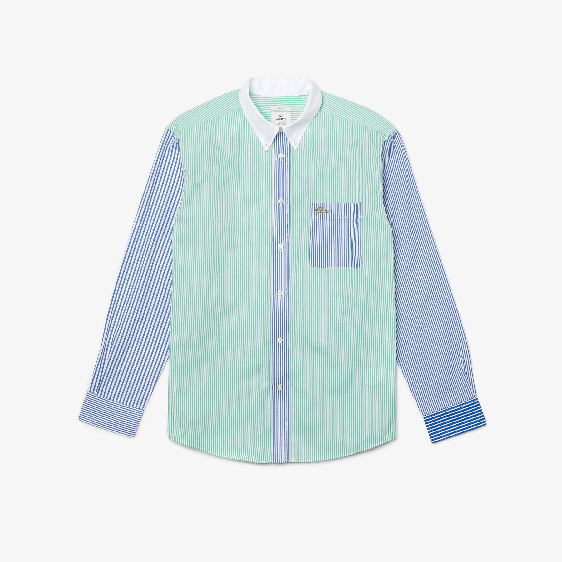 Unisex Lacoste LIVE Relaxed Fit Striped Cotton Shirt unisex lacoste live relaxed fit striped cotton shirt
