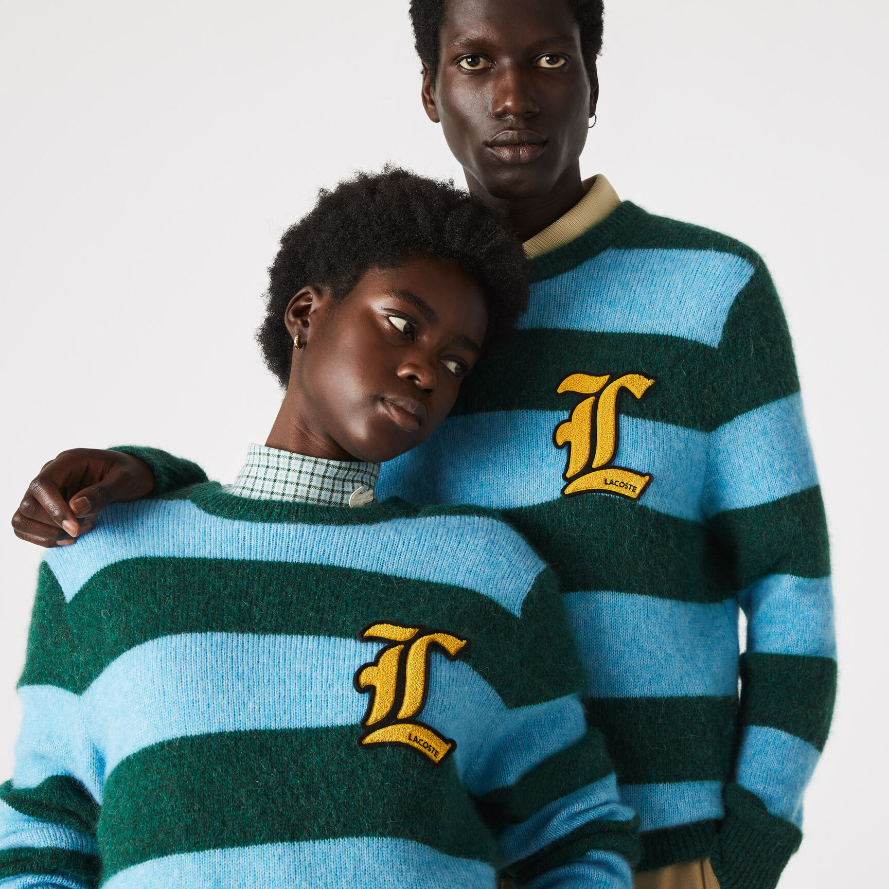 Unisex Lacoste L!VE Badge Striped Wool Blend Sweater Unisex Lacoste L!VE Badge Striped Wool Blend Sweater