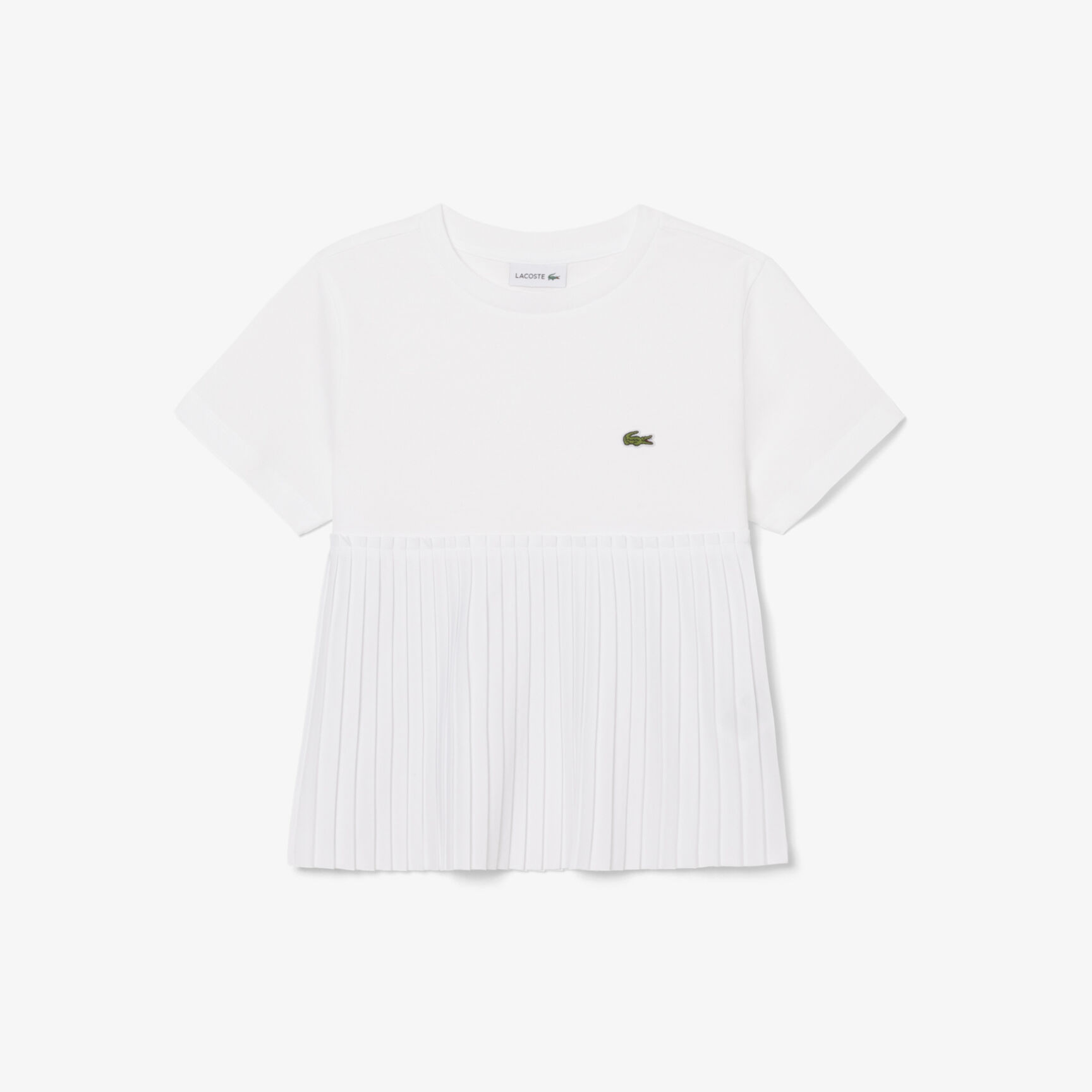 Cotton T-shirt with Pleated Hem Cotton T-shirt with Pleated Hem
