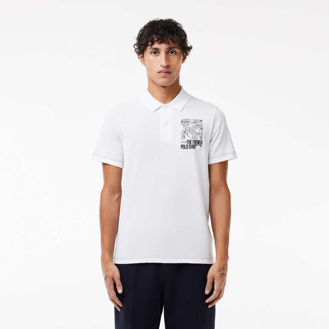 Back and Front Print Lacoste Movement Polo Shirt