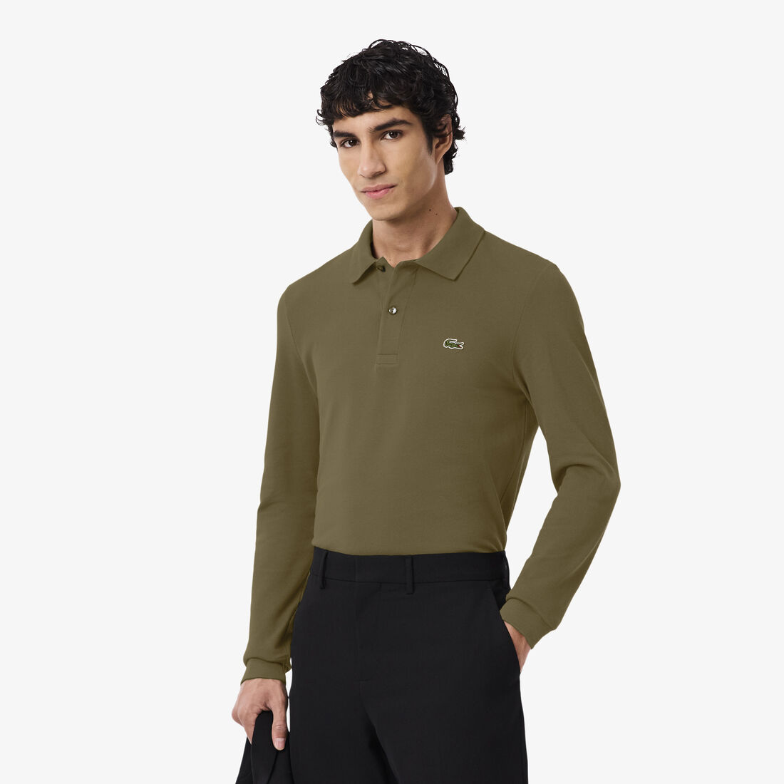 قميص بولو بقصّة ضيقة L.12.12 بأكمام طويلة