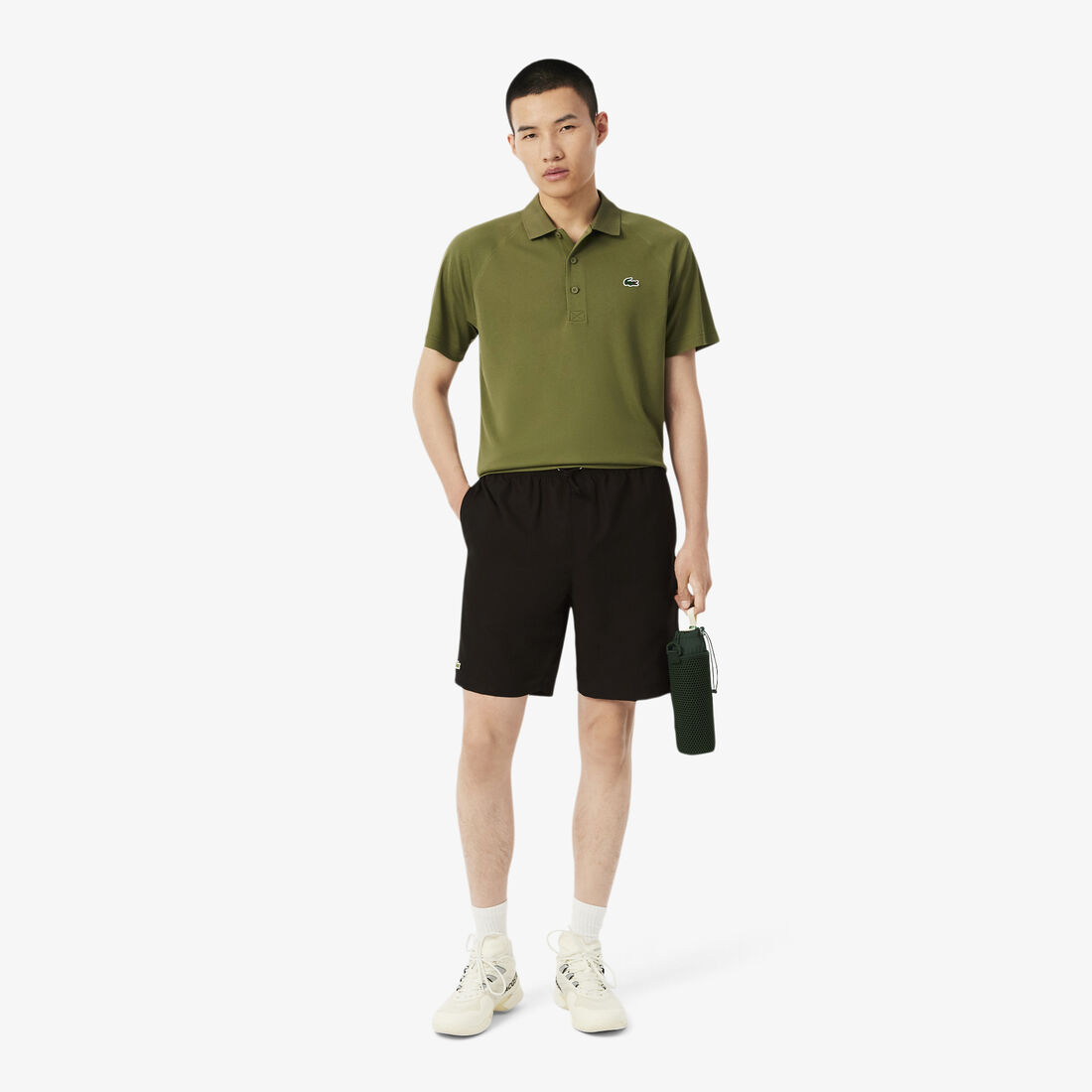 Men's Lacoste SPORT tennis shorts in solid diamond weave taffeta