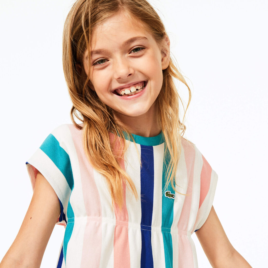 Girls' Striped Print Cotton Piqué Dress Girls' Striped Print Cotton Piqué Dress