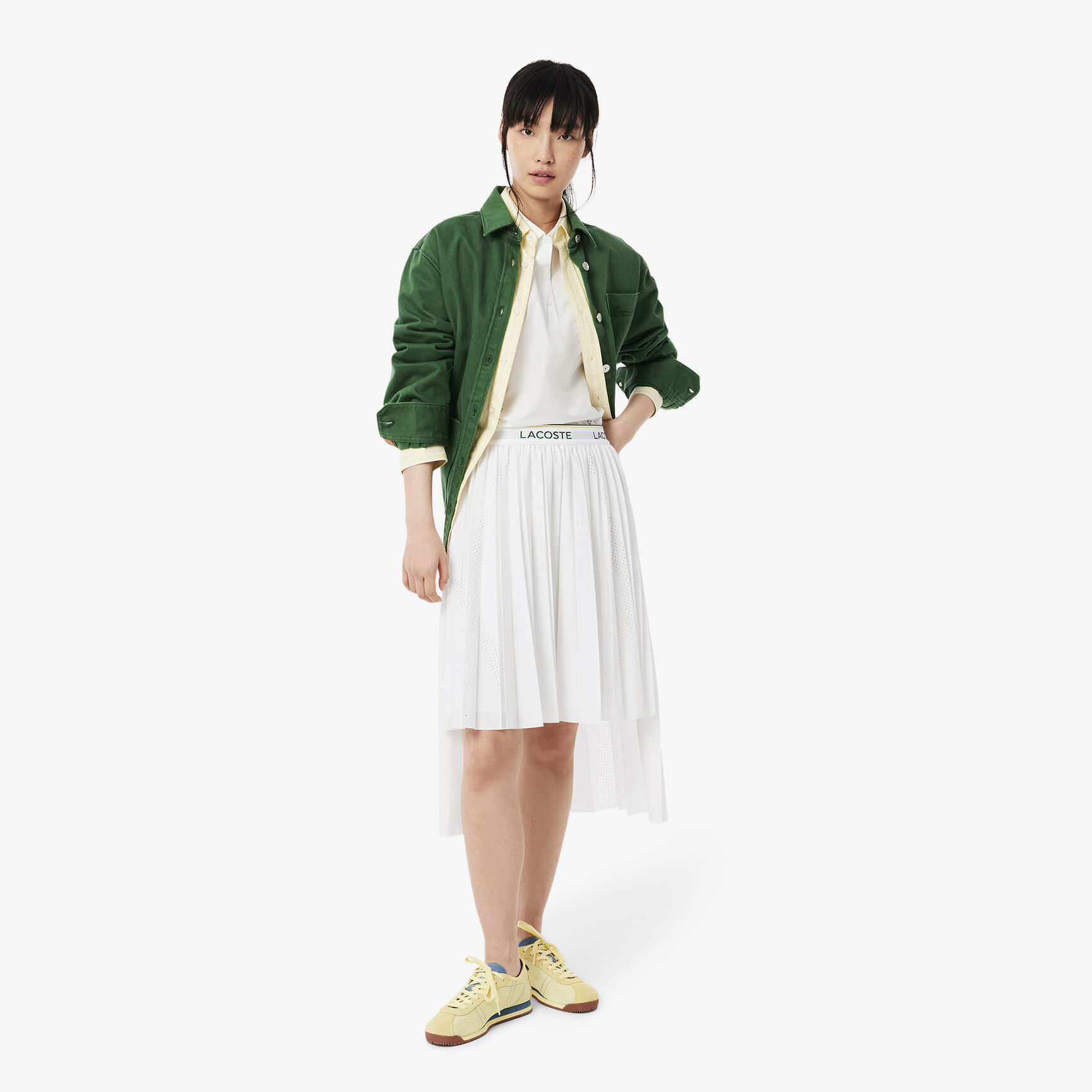 Asymmetric Pleated Midi Skirt