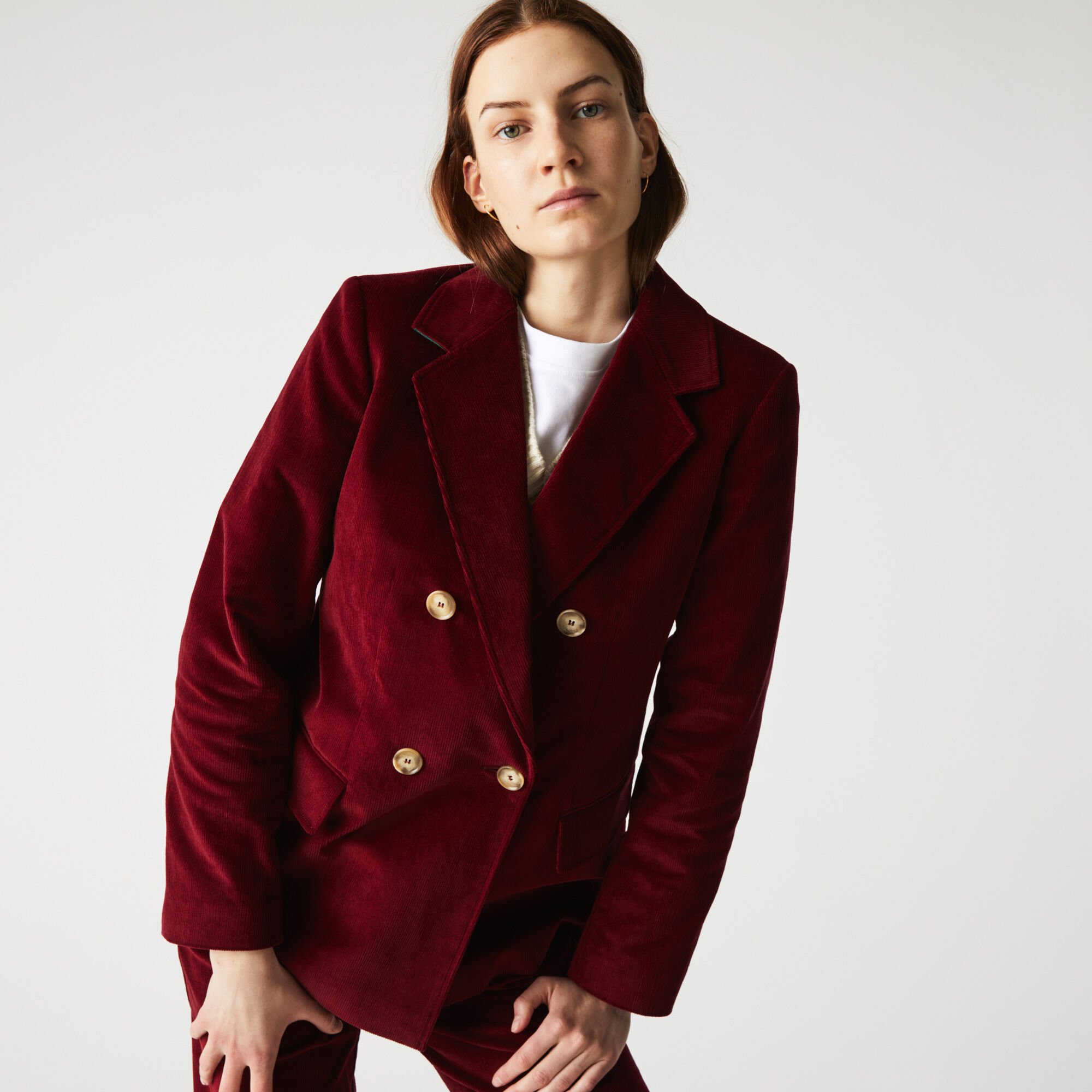 Double breasted corduroy blazer sale
