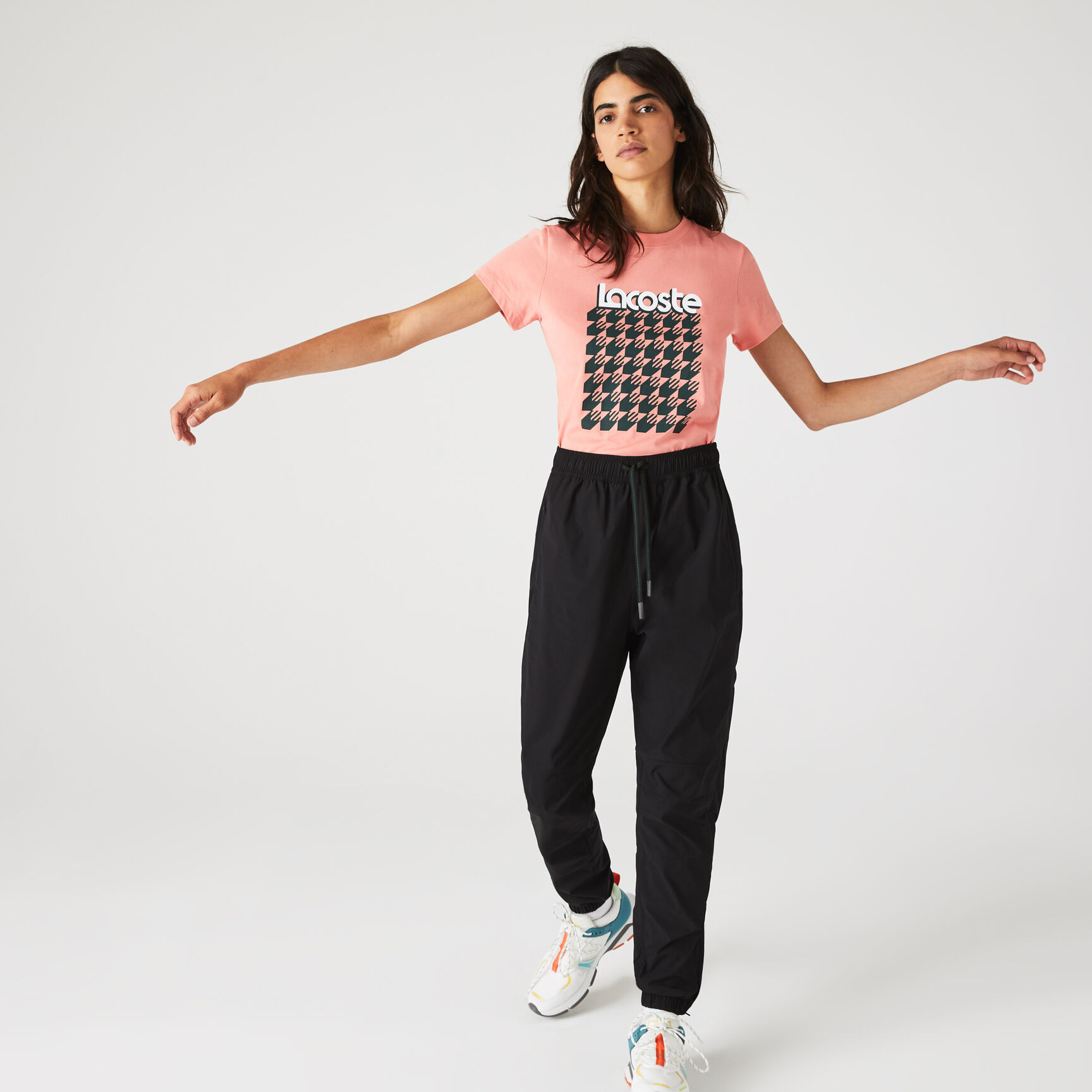 Women's Lacoste SPORT Breathable Houndstooth Patterned T-shirt