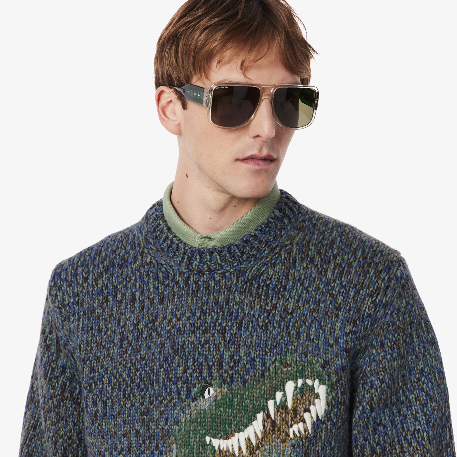 Mercerized Knit Intarsia Crocodile Sweater Mercerized Knit Intarsia Crocodile Sweater