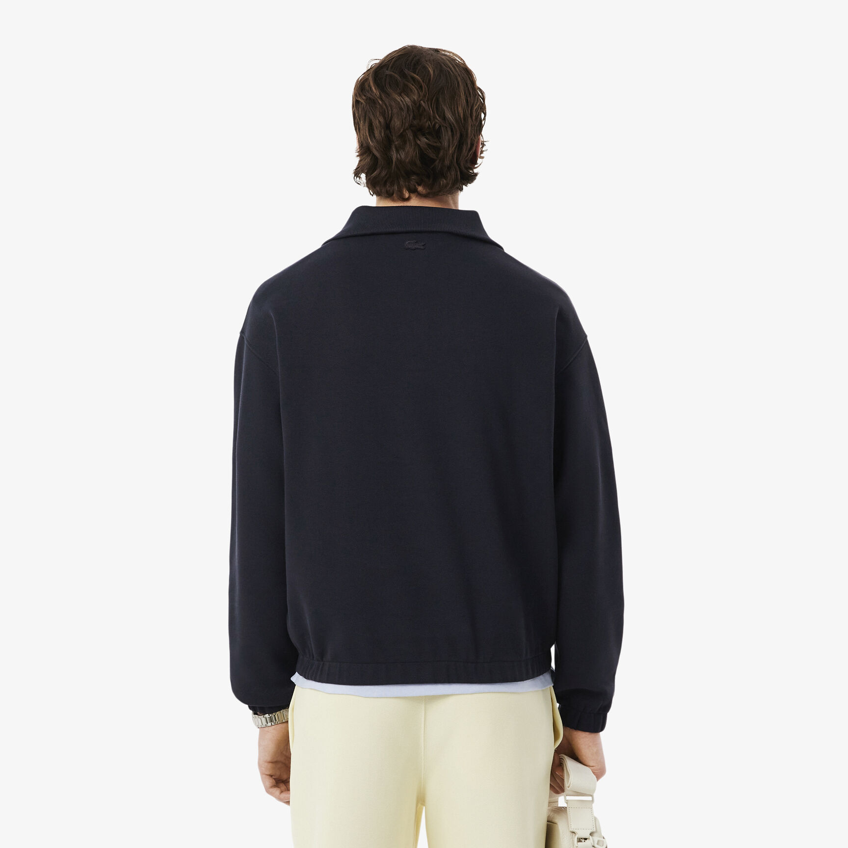 Loose Fit Zipped Neck Pique Sweatshirt Loose Fit Zipped Neck Pique Sweatshirt