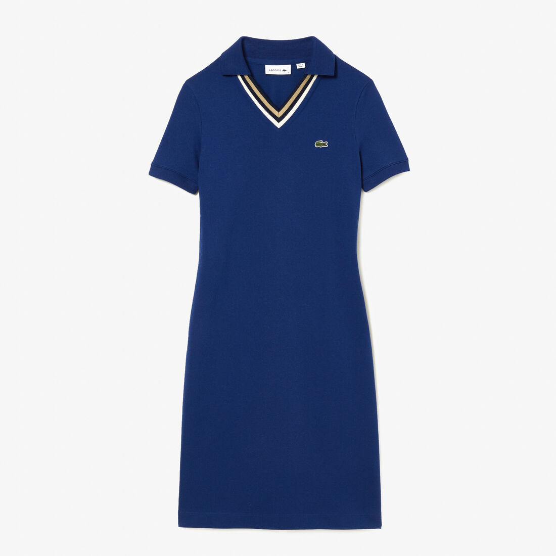 Slim Fit V Neck Stretch Pique Polo Dress