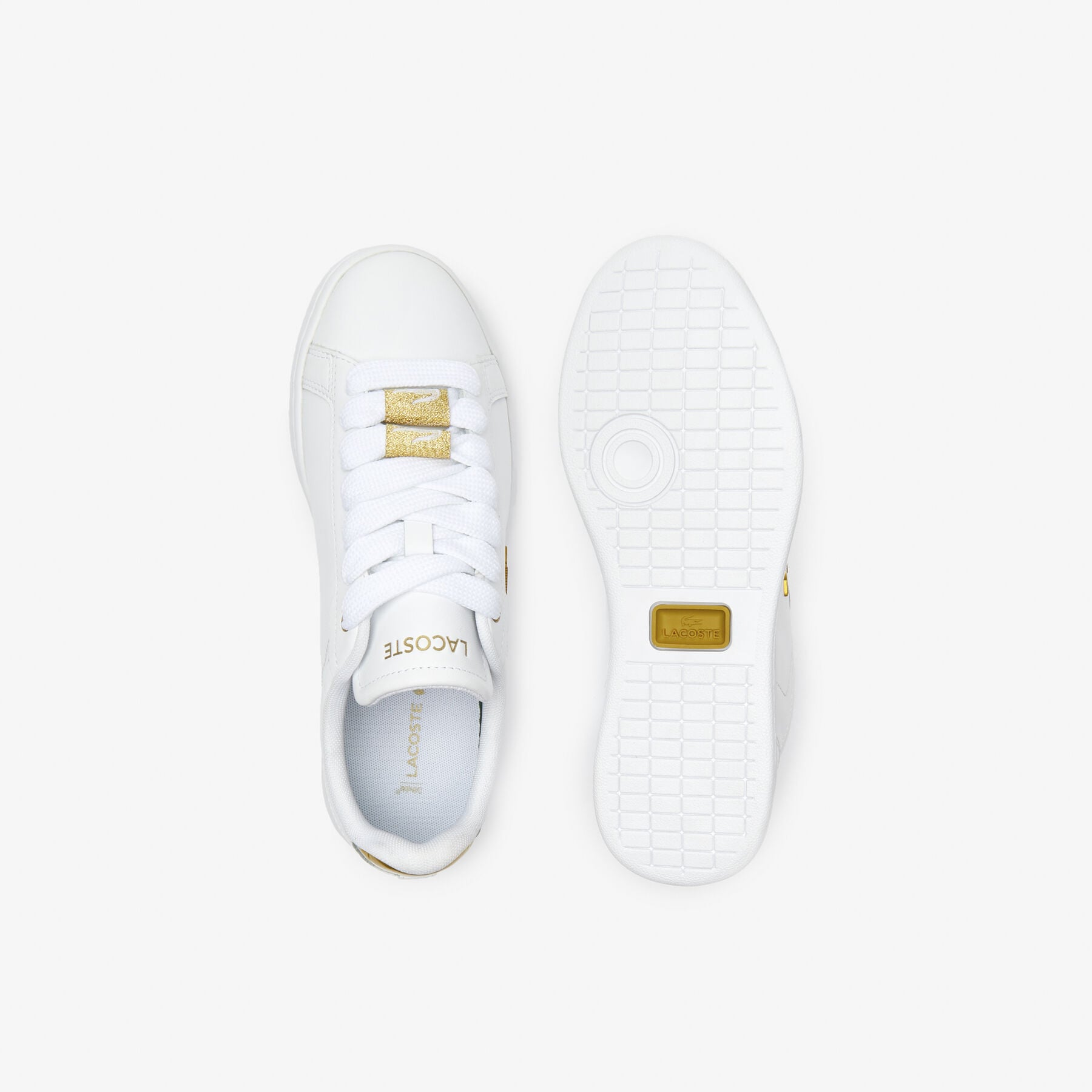 Women's Lacoste Carnaby Pro Leather Metallic Detailing Trainers