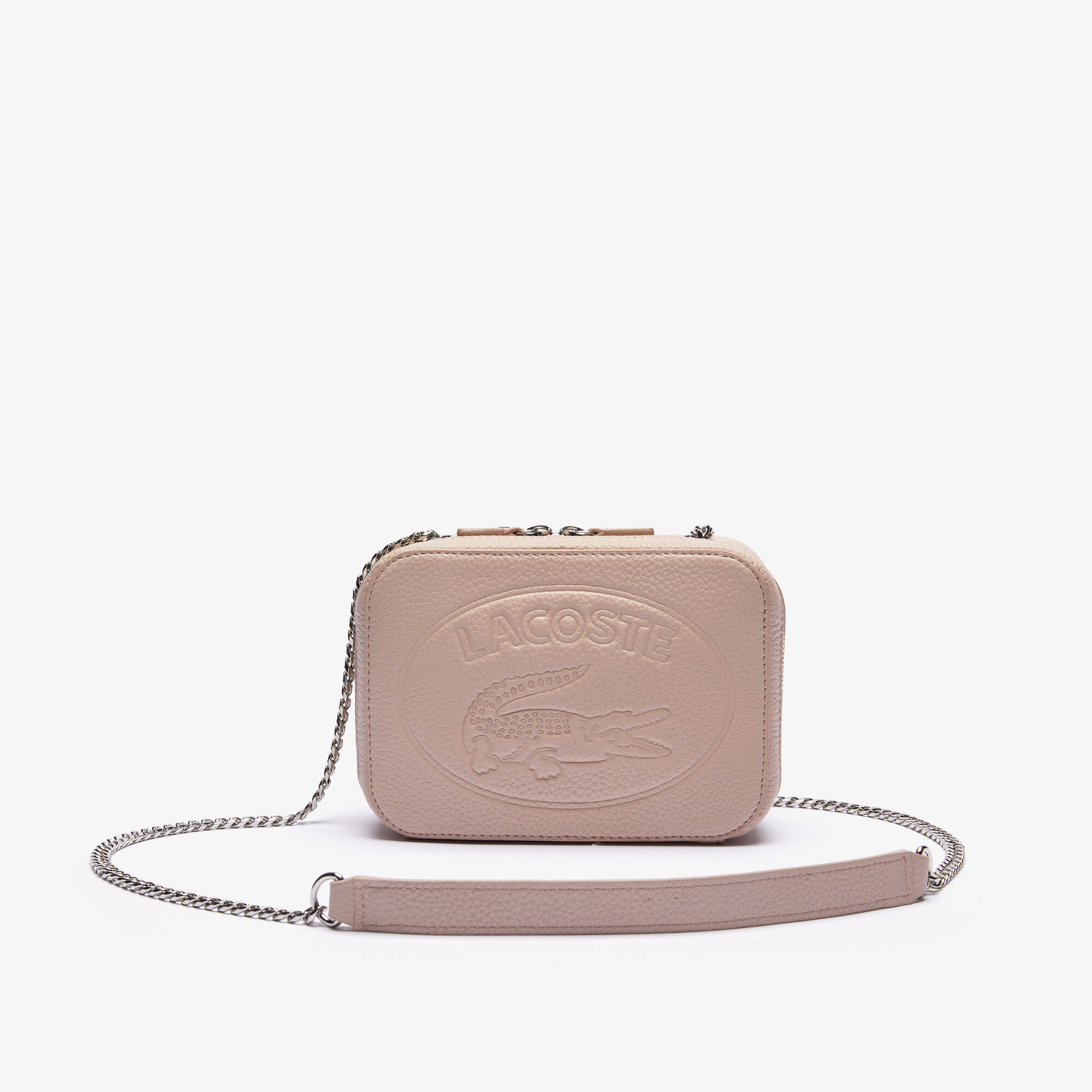 Lacoste women's croco crew shop grained leather zip shoulder bag