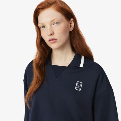 lacoste oversized polo collar pique sweatshirt