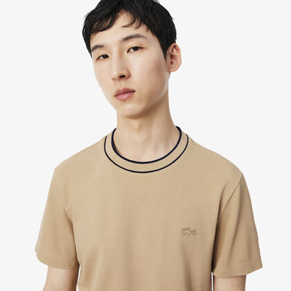 Stretch Pique Stripe Collar T-shirt