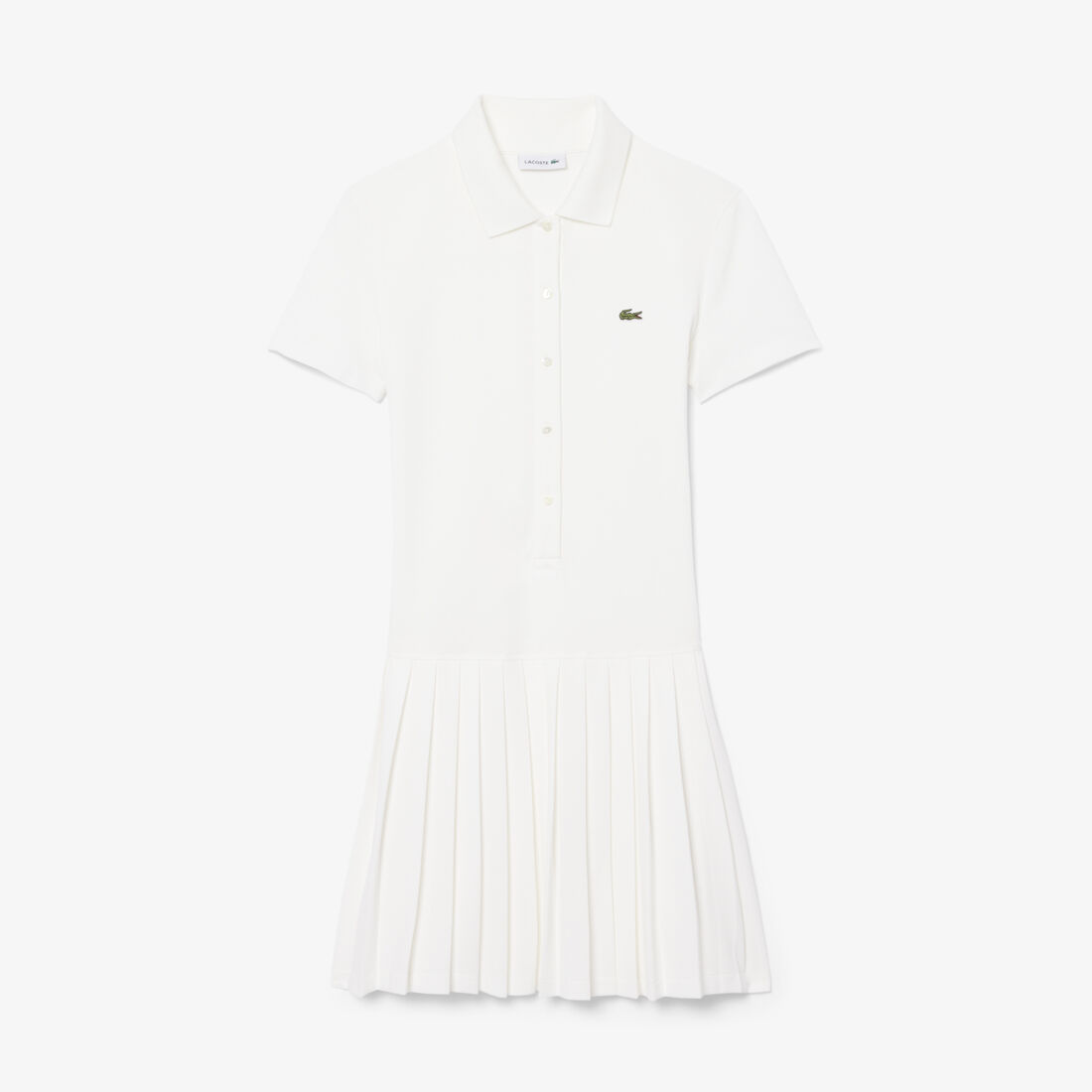 lacoste stretch pique pleated polo dress