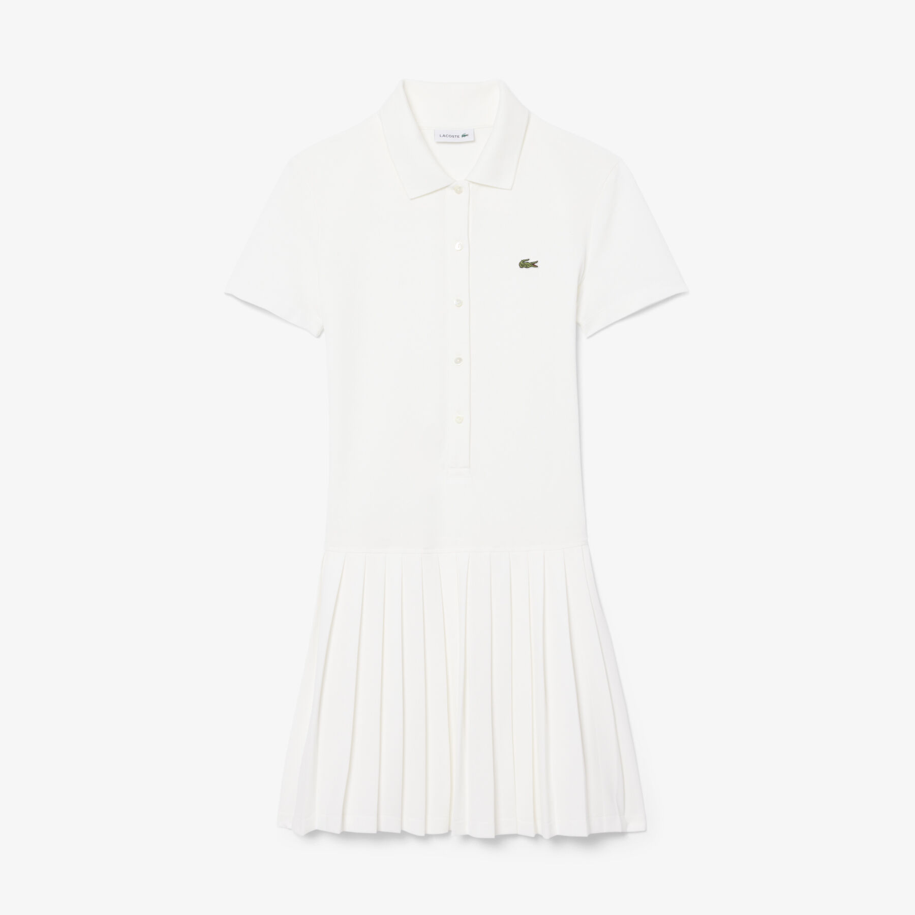 lacoste stretch pique pleated polo dress