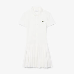 lacoste stretch pique pleated polo dress
