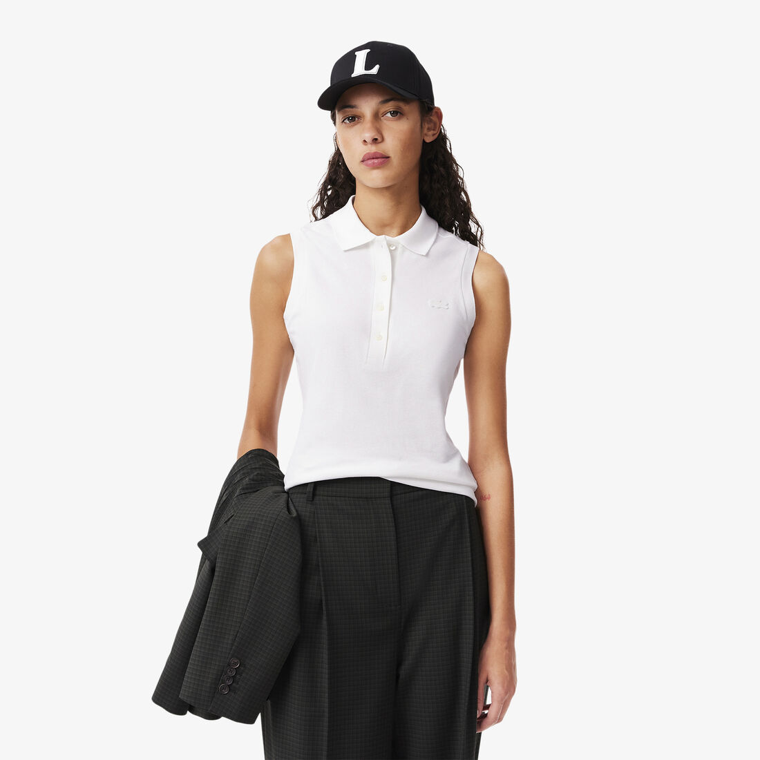 قميص بولو مطاطي بدون أكمام L.12.D بقصة ضيقة